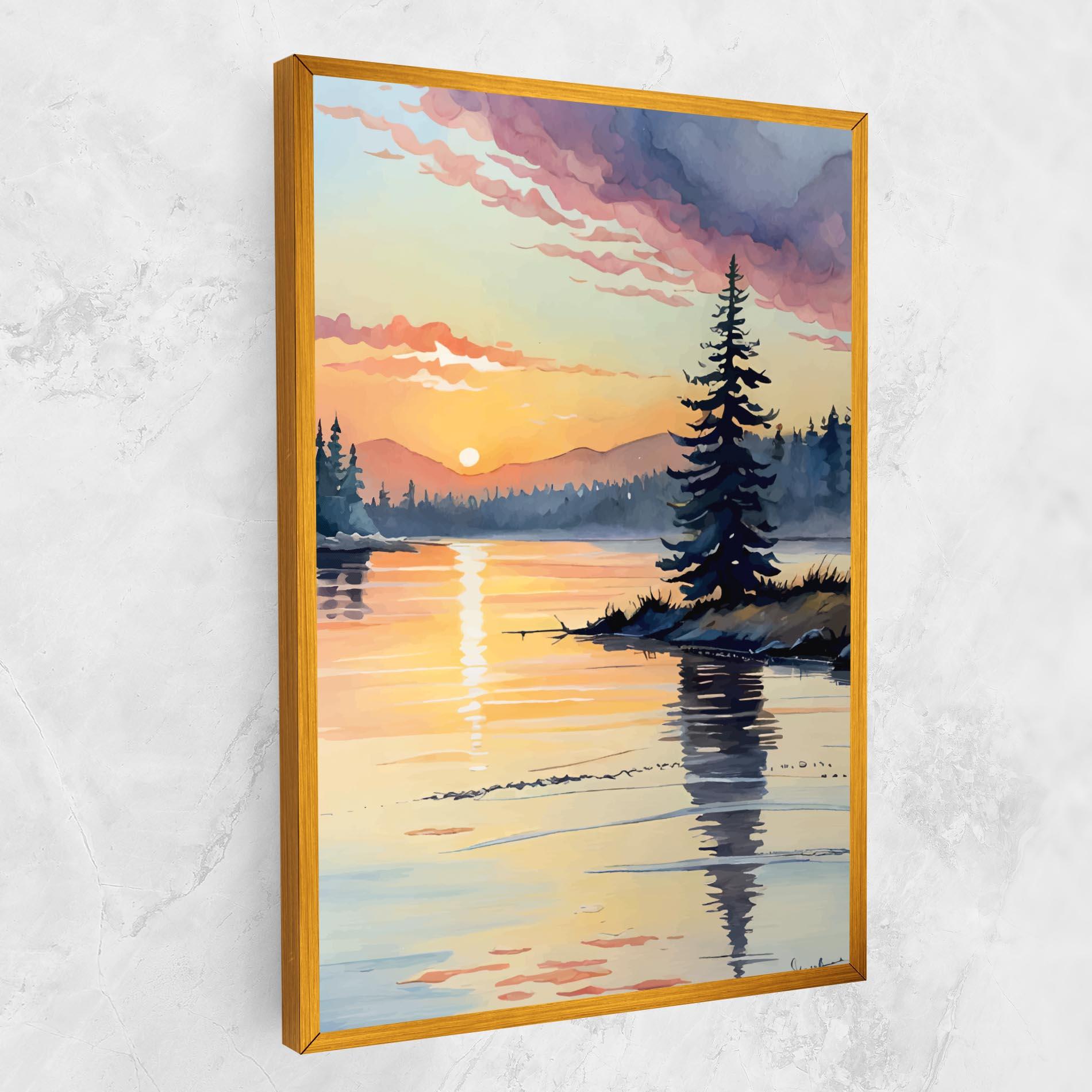 Tablou Canvas Tree Shadow Lake mockup 1