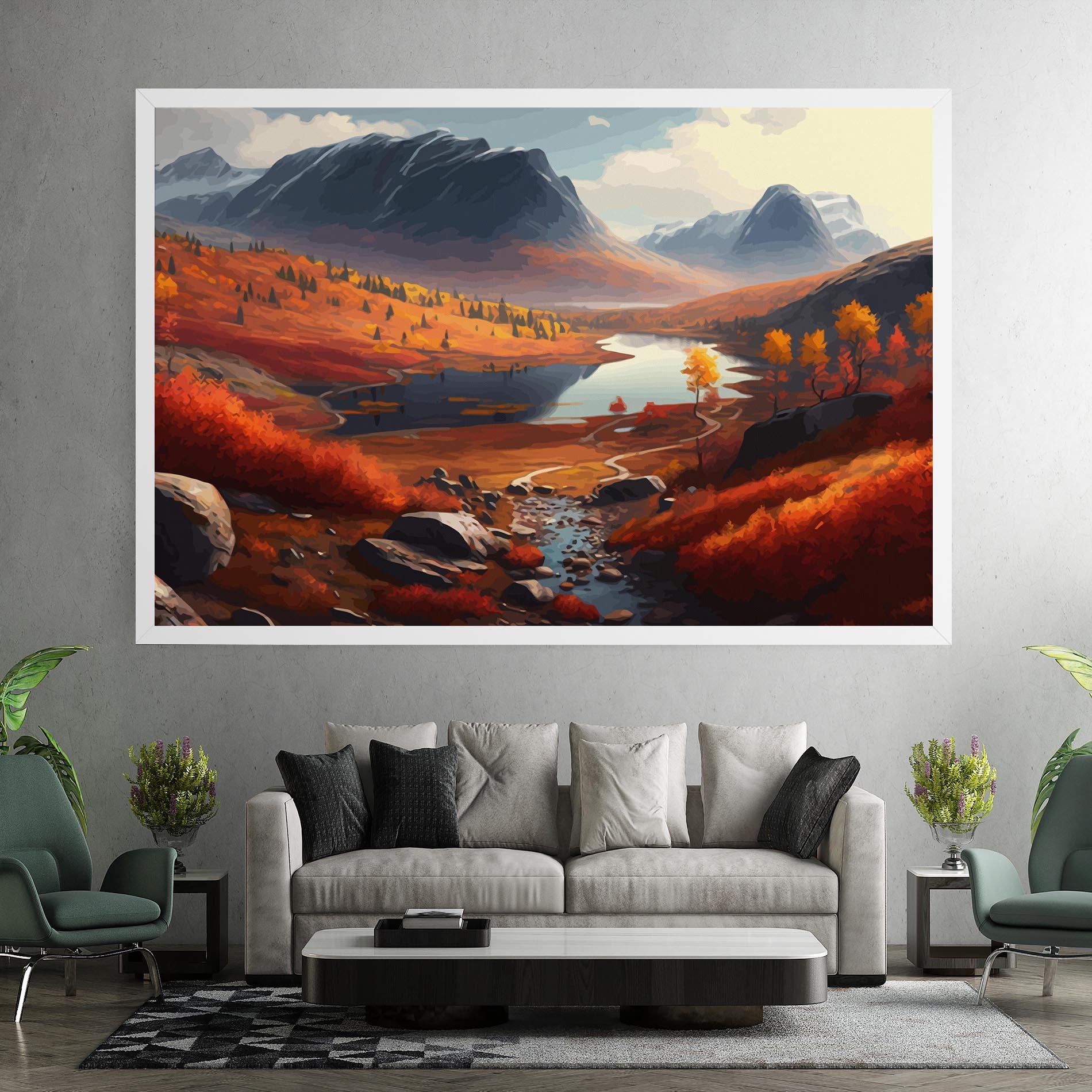 Tablou Canvas Autumn Field Lake mockup 7