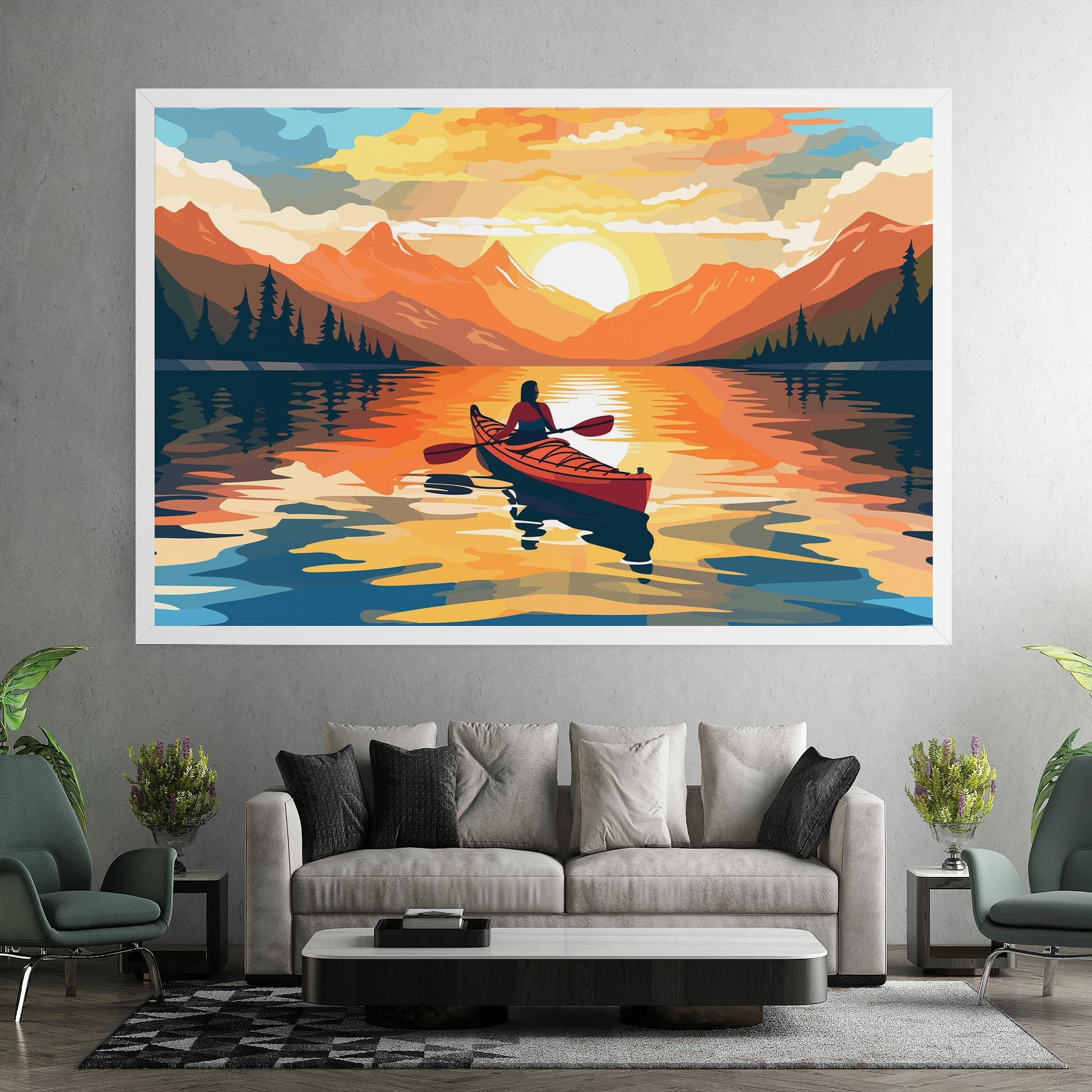 Tablou Canvas Boat Sunset Woman mockup 7