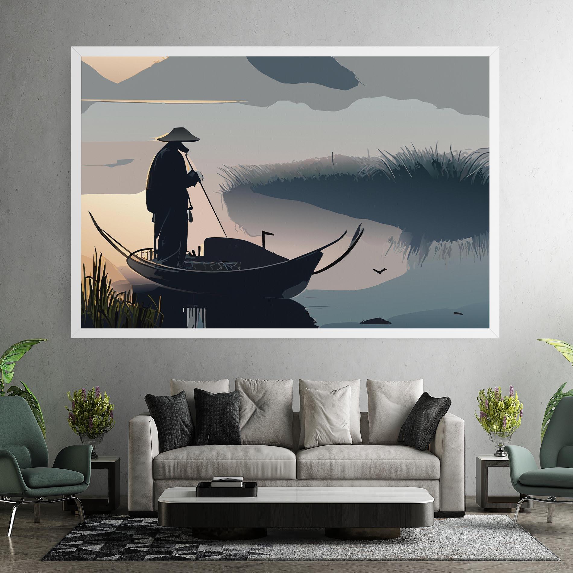 Tablou Canvas Japan Lake Man mockup 7