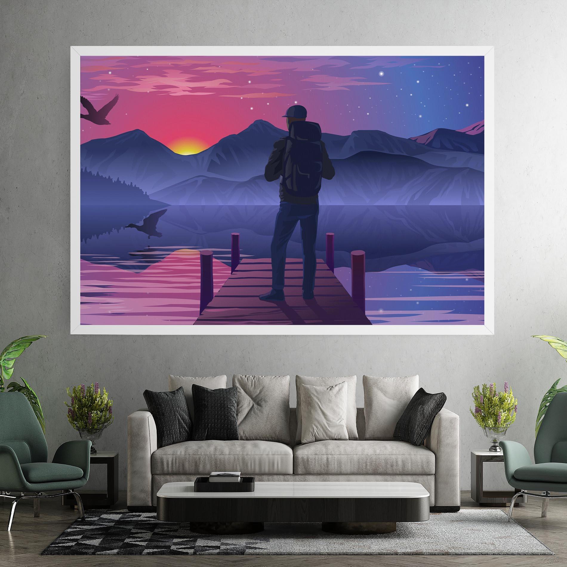 Tablou Canvas Lake Pink Night mockup 7