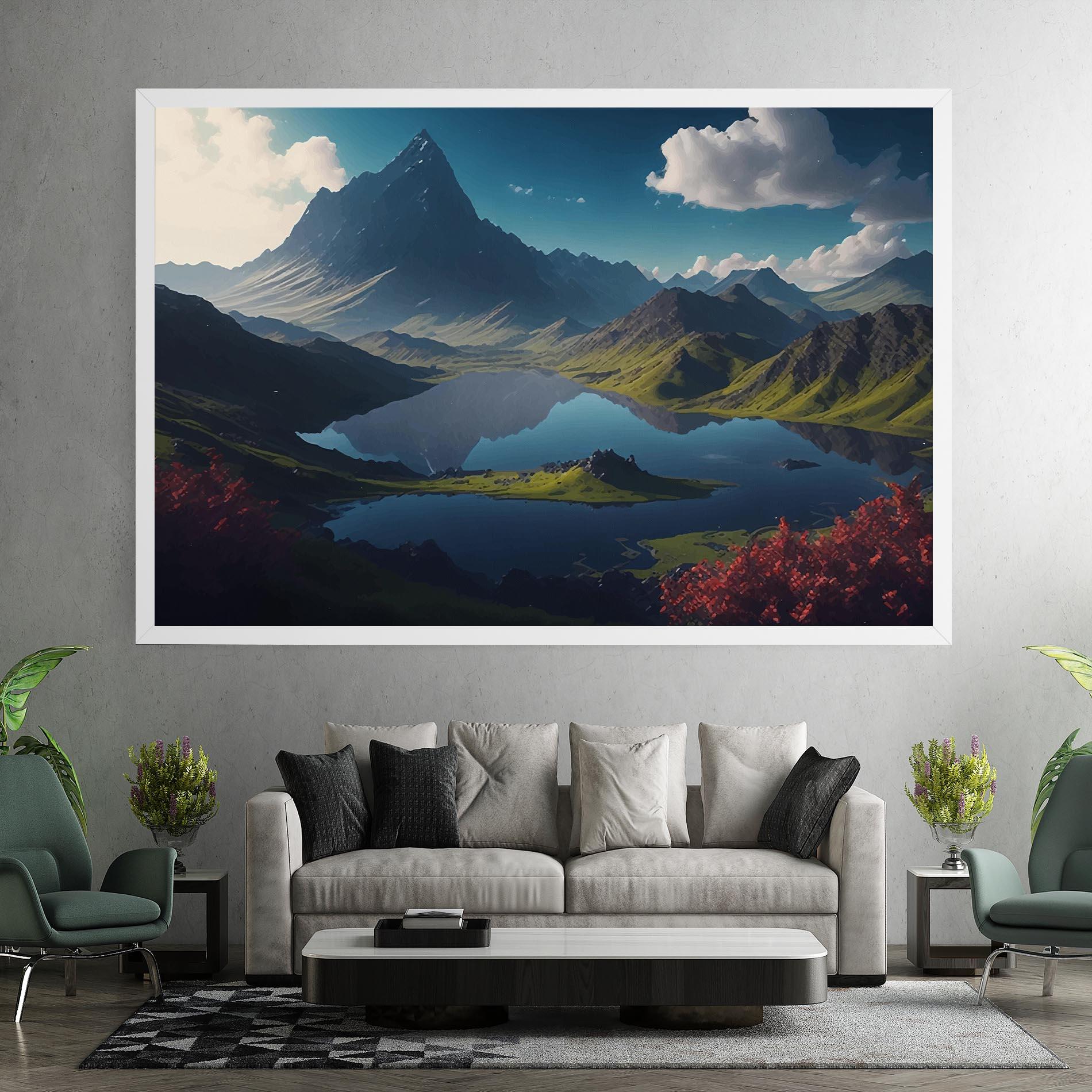 Tablou Canvas Red Flower Lake mockup 7