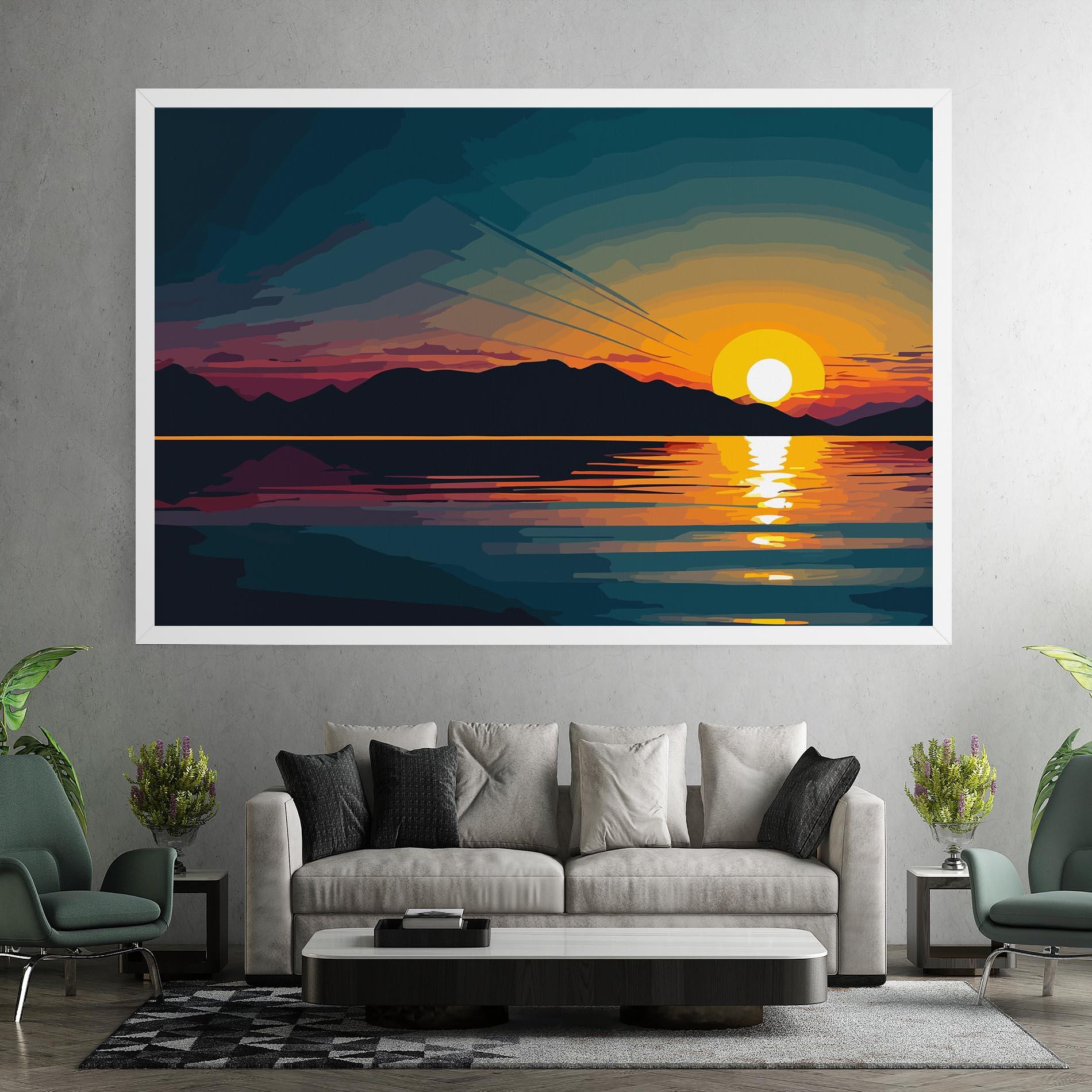Tablou Canvas Sunset Art Lake mockup 7