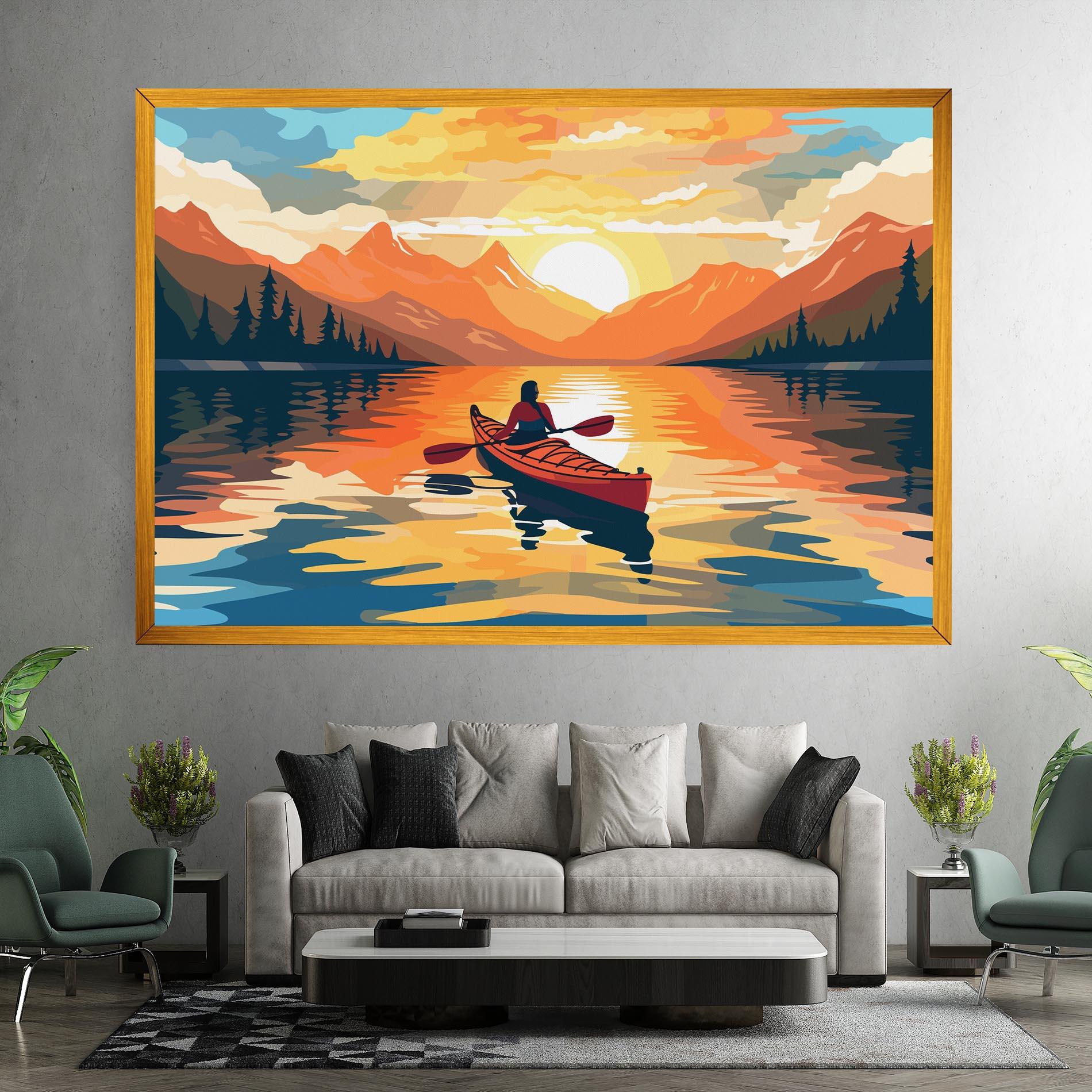 Tablou Canvas Boat Sunset Woman mockup 7
