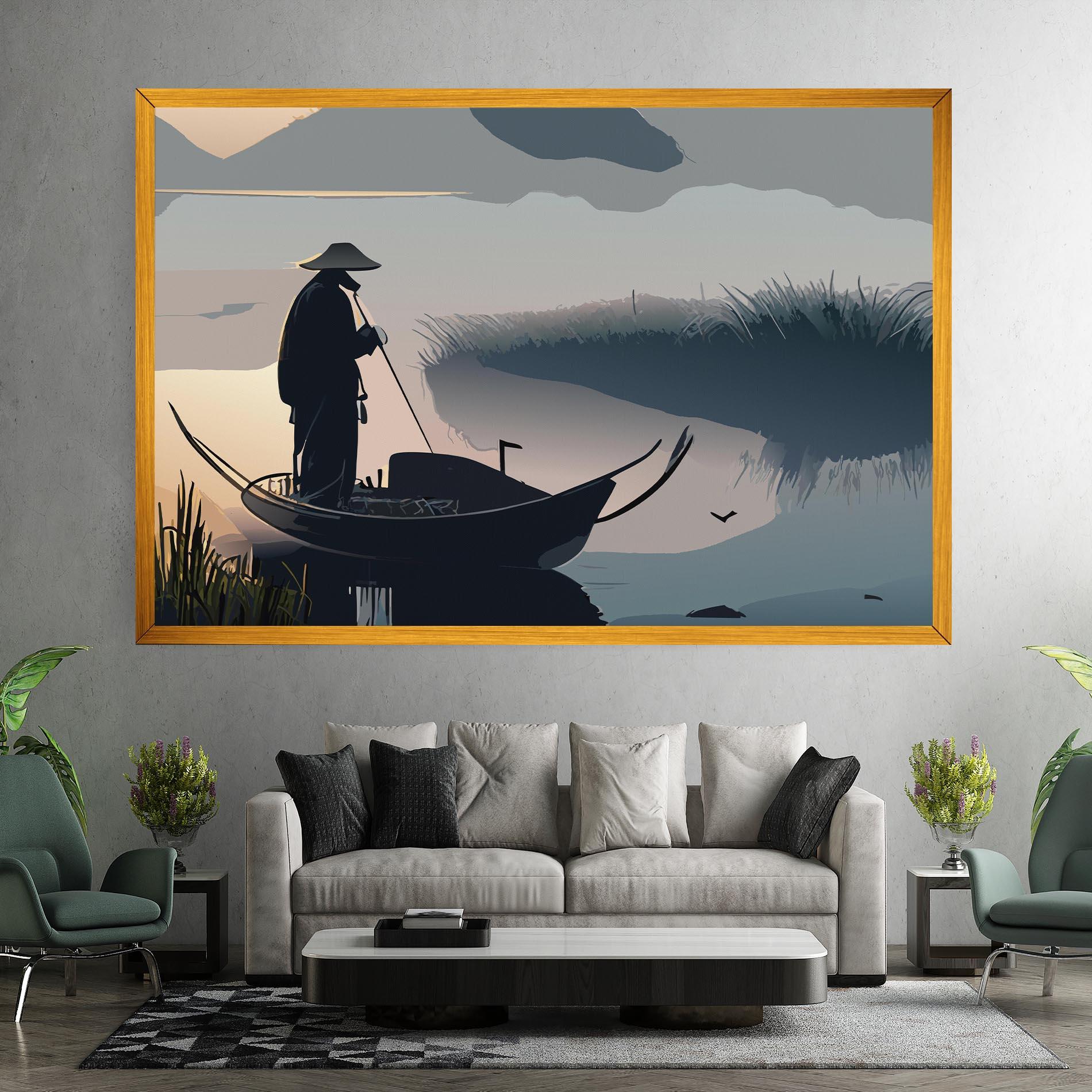 Tablou Canvas Japan Lake Man mockup 7
