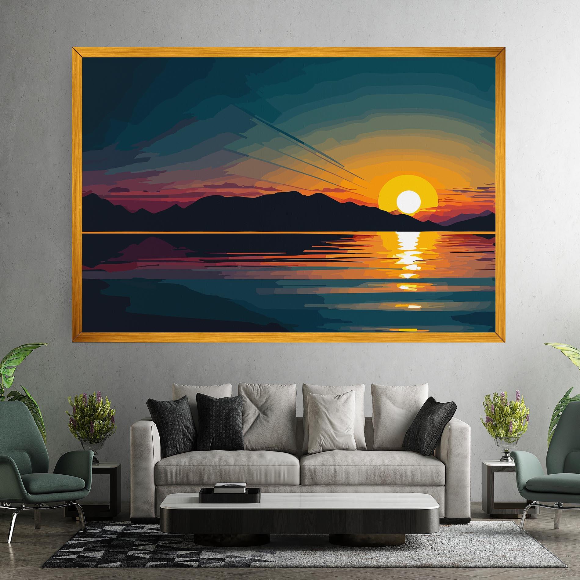 Tablou Canvas Sunset Art Lake mockup 7