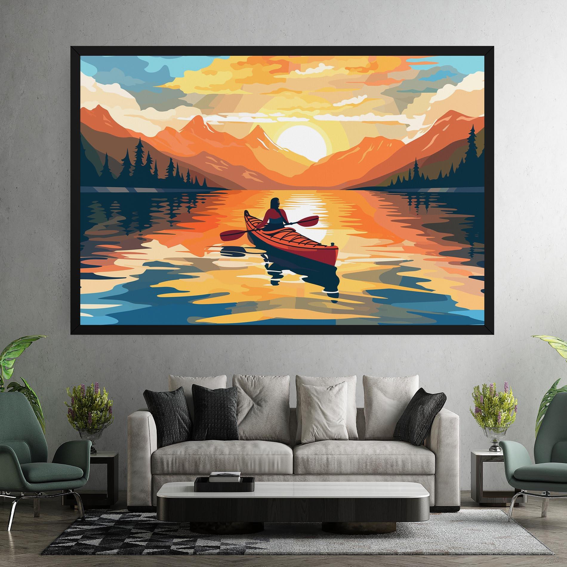 Tablou Canvas Boat Sunset Woman mockup 7