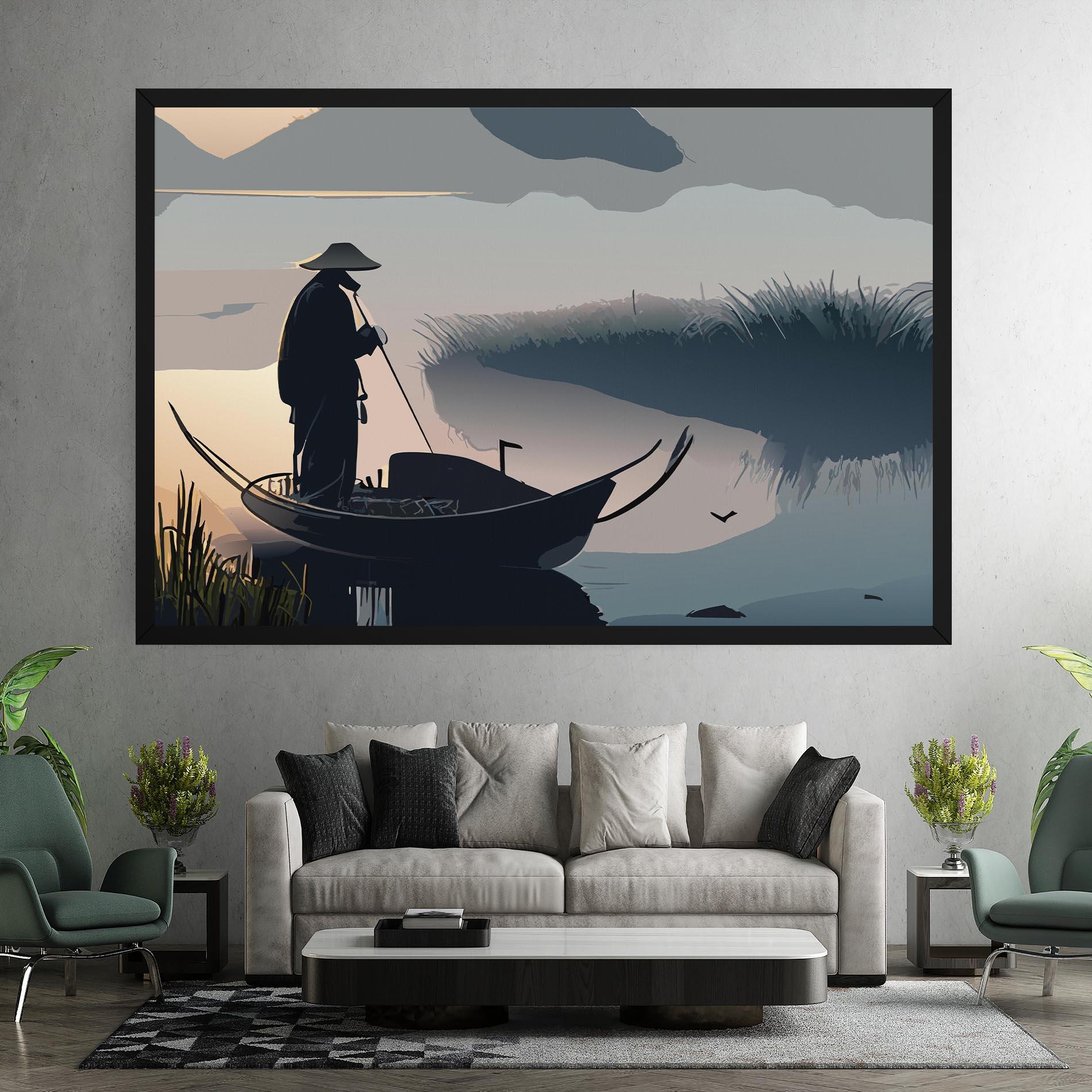 Tablou Canvas Japan Lake Man mockup 7
