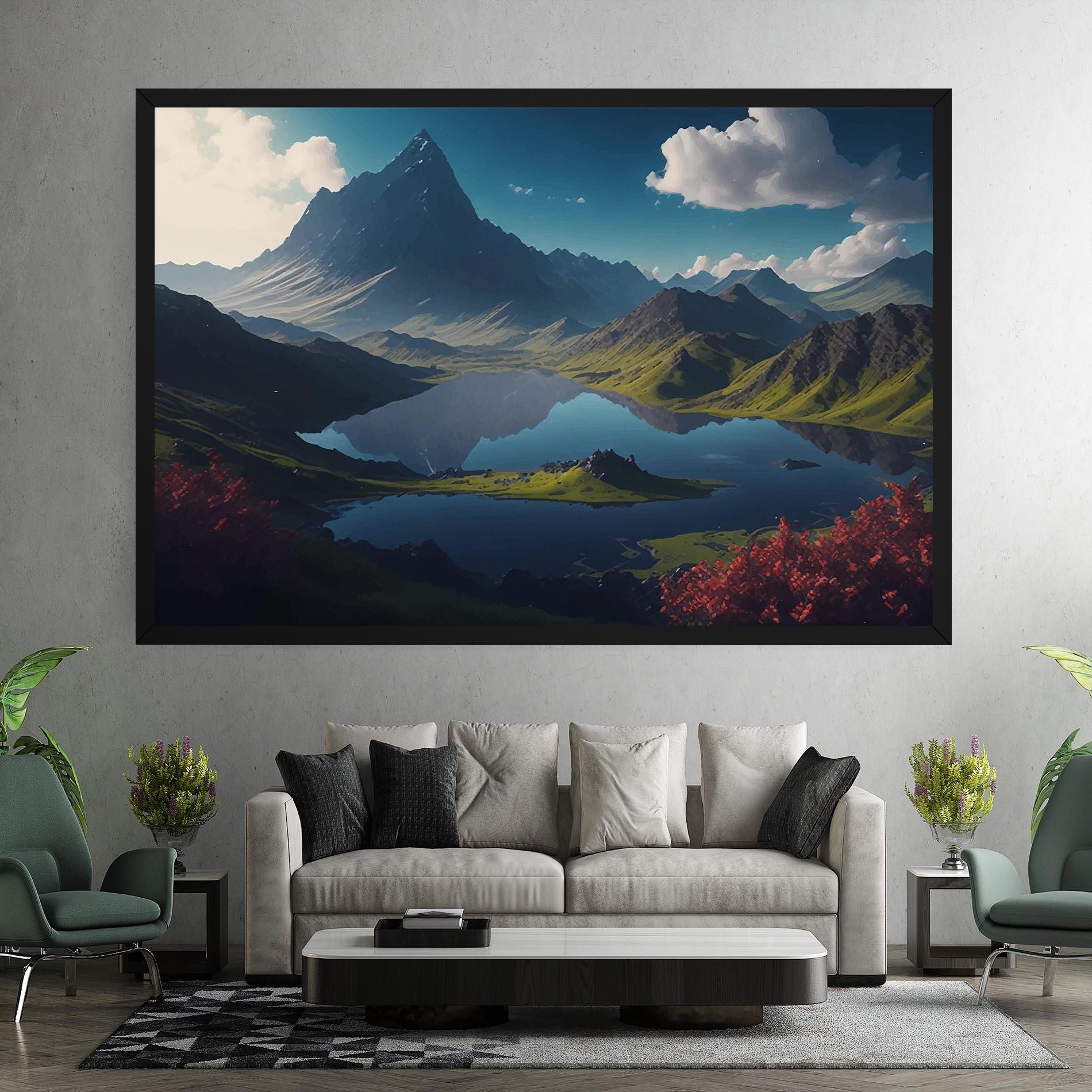 Tablou Canvas Red Flower Lake mockup 7