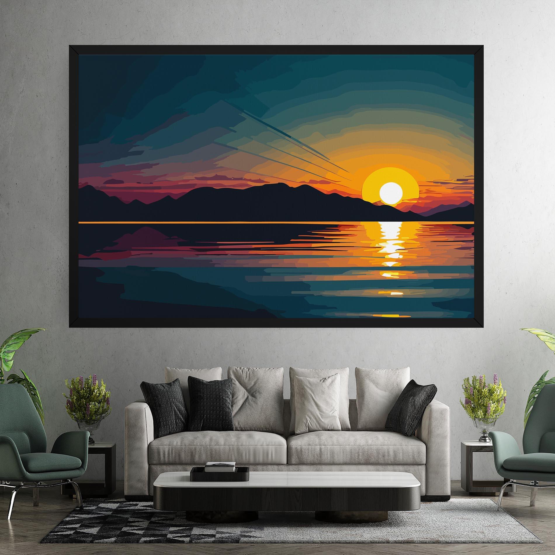 Tablou Canvas Sunset Art Lake mockup 7