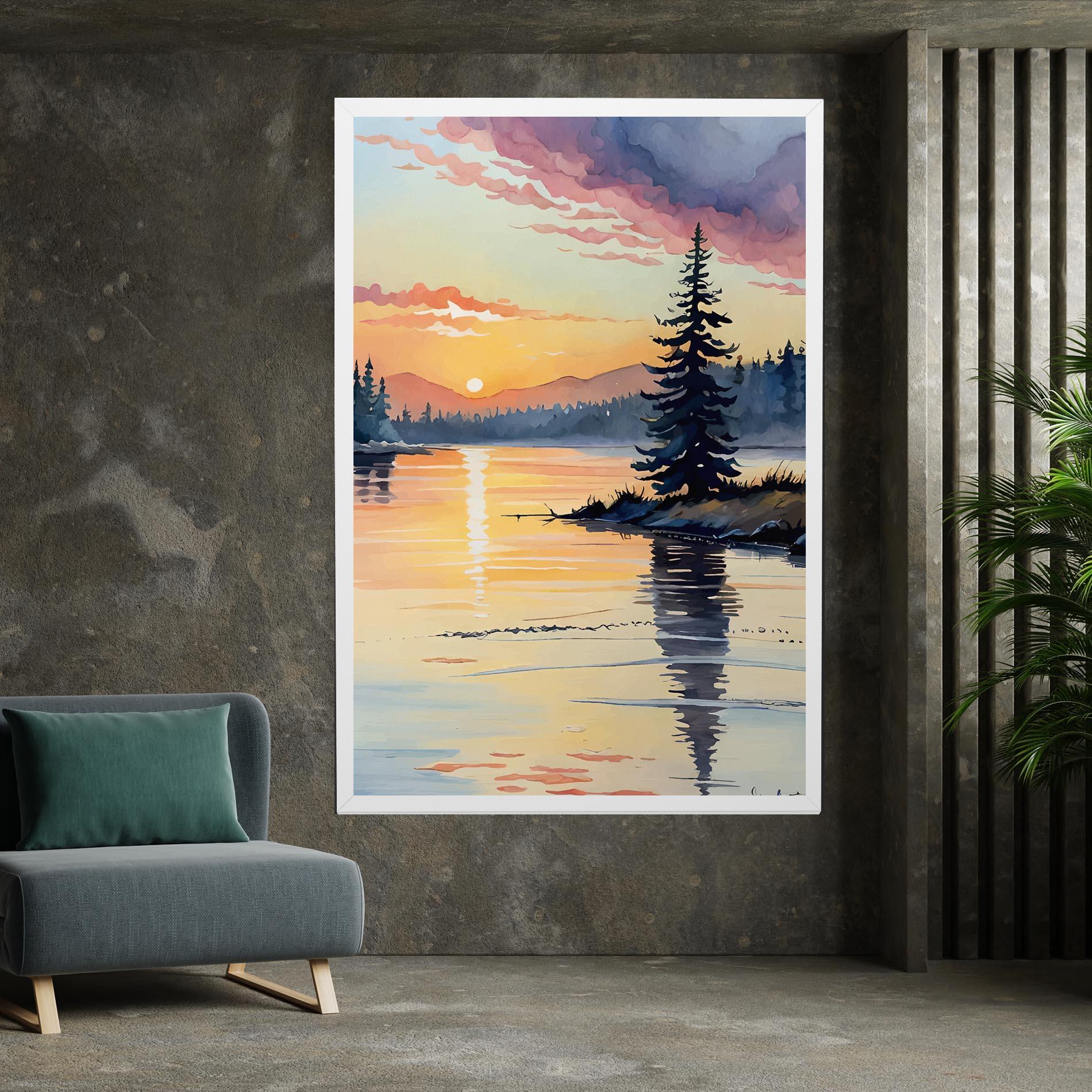 Tablou Canvas Tree Shadow Lake mockup 7