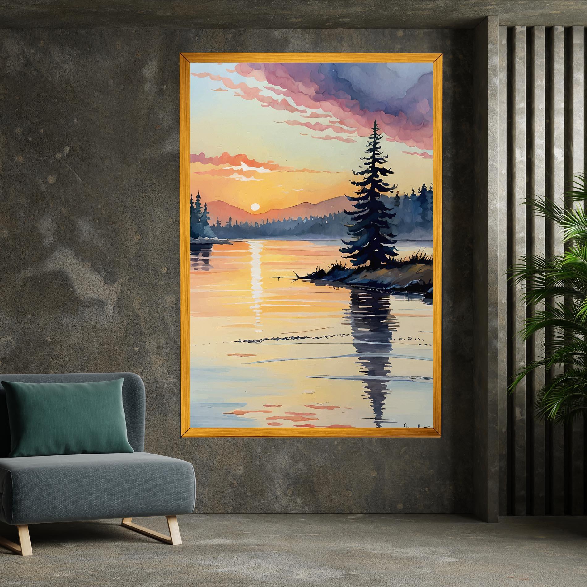 Tablou Canvas Tree Shadow Lake mockup 7