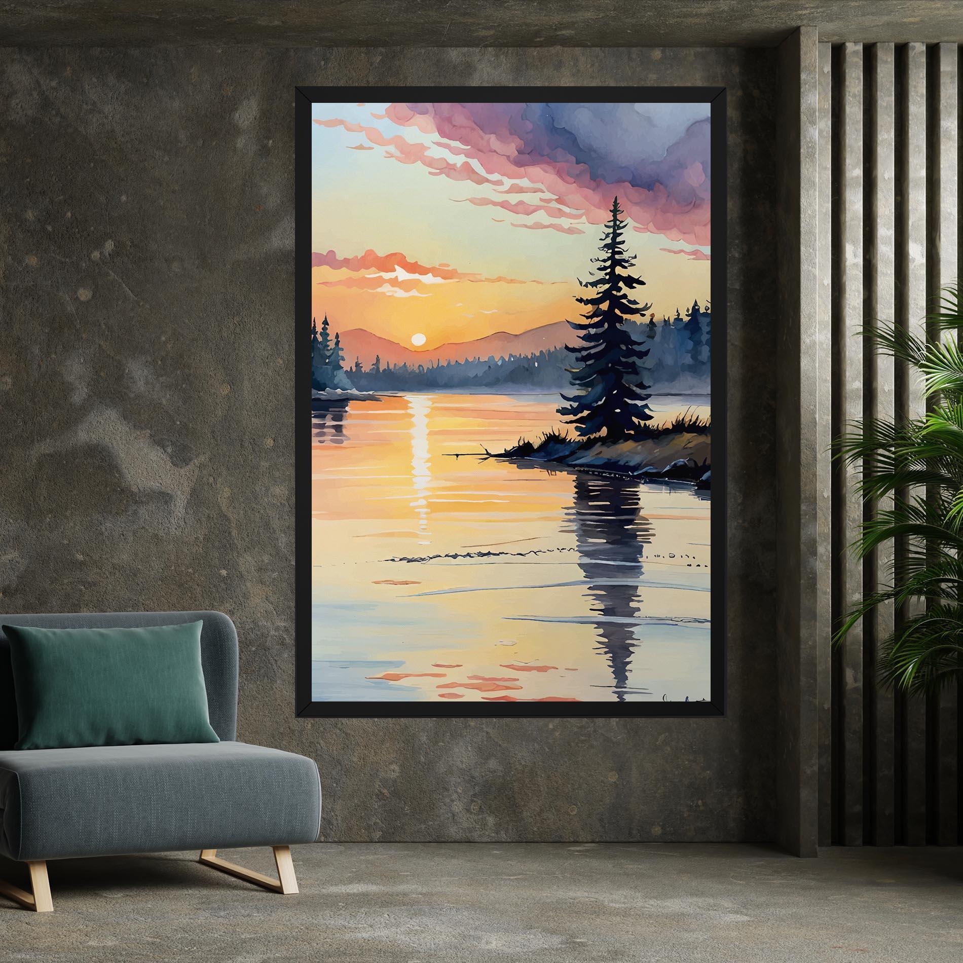 Tablou Canvas Tree Shadow Lake mockup 7