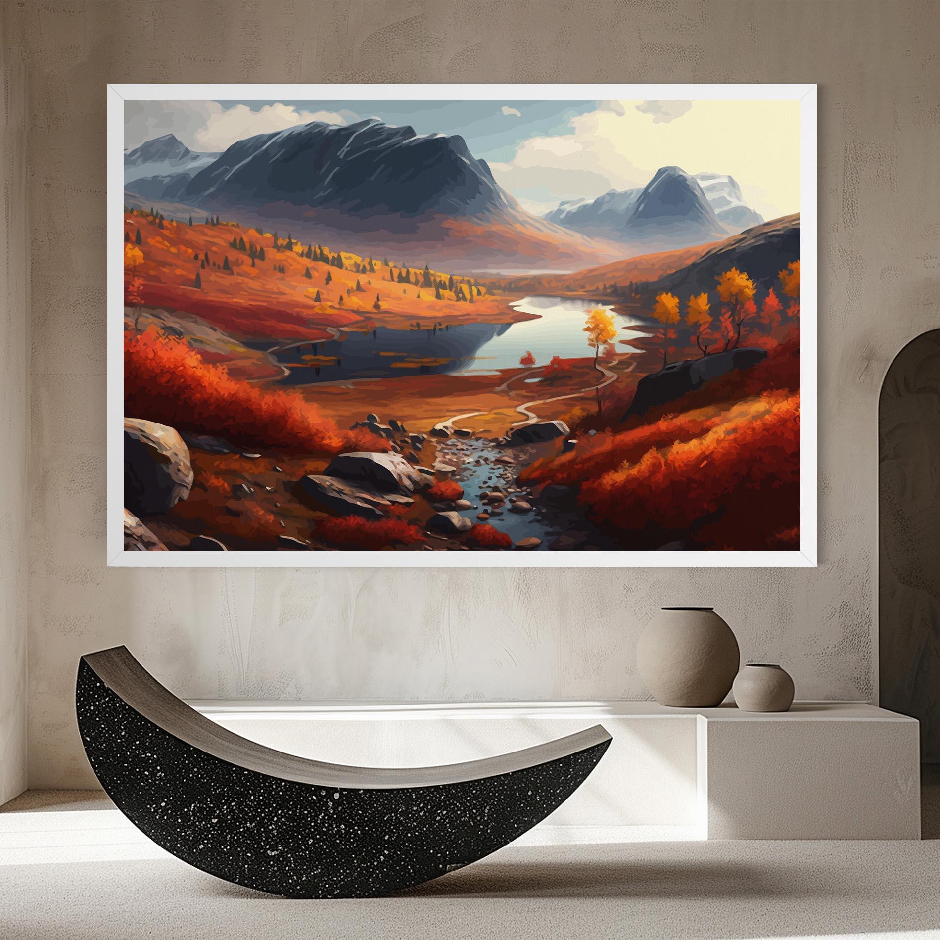 Tablou Canvas Autumn Field Lake mockup 8