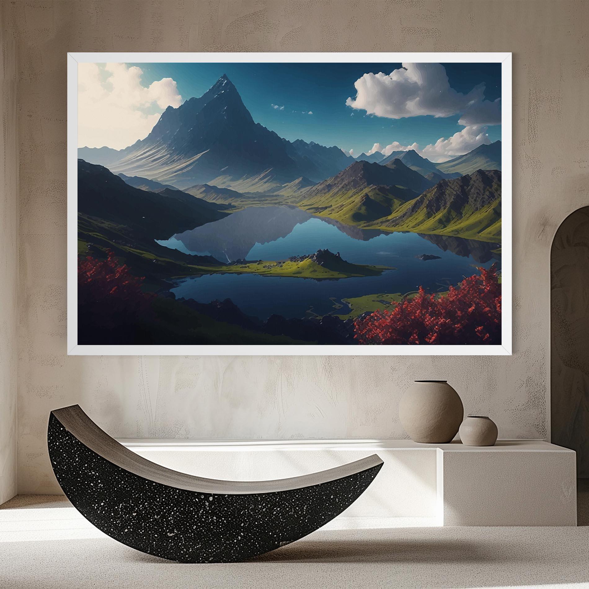 Tablou Canvas Red Flower Lake mockup 8