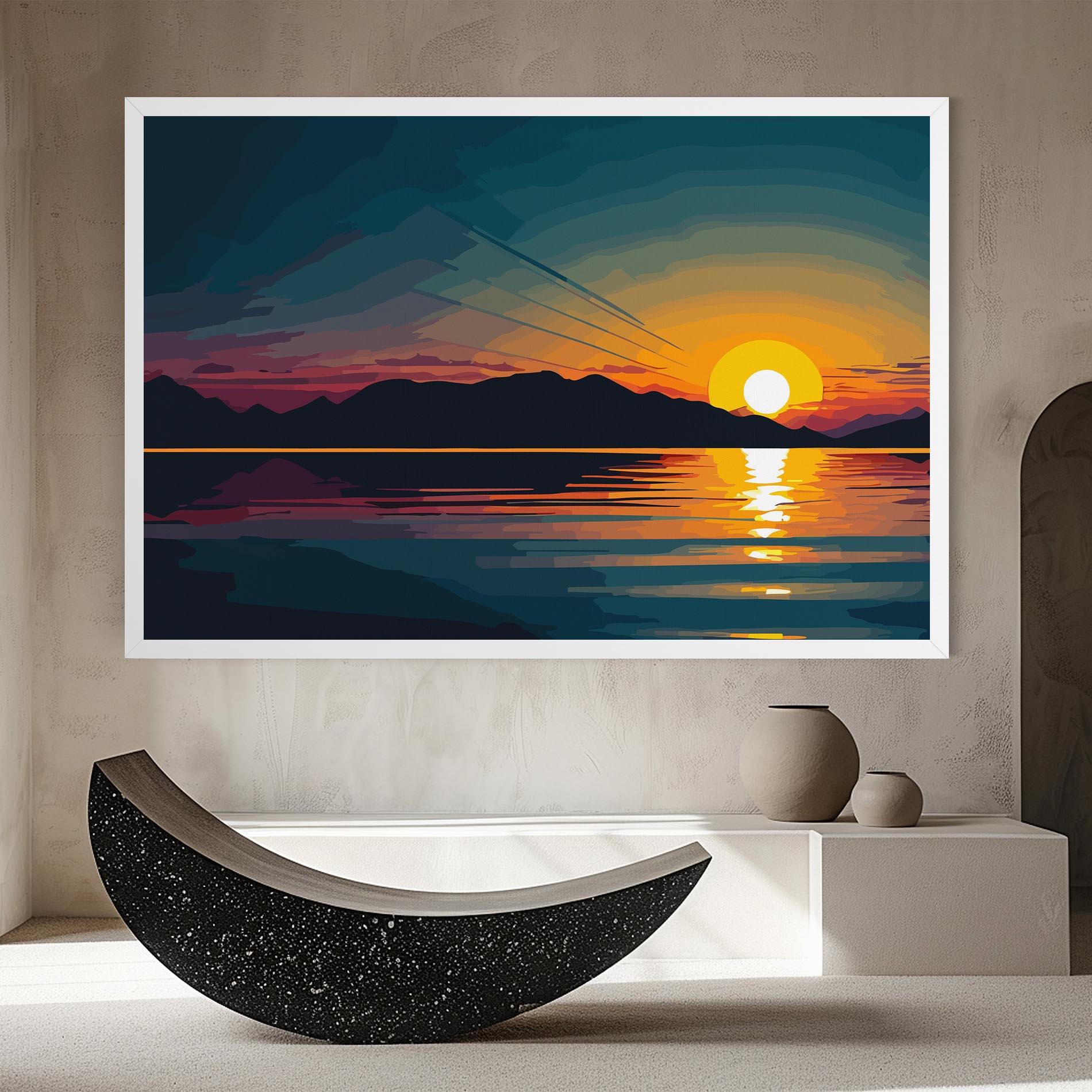 Tablou Canvas Sunset Art Lake mockup 8