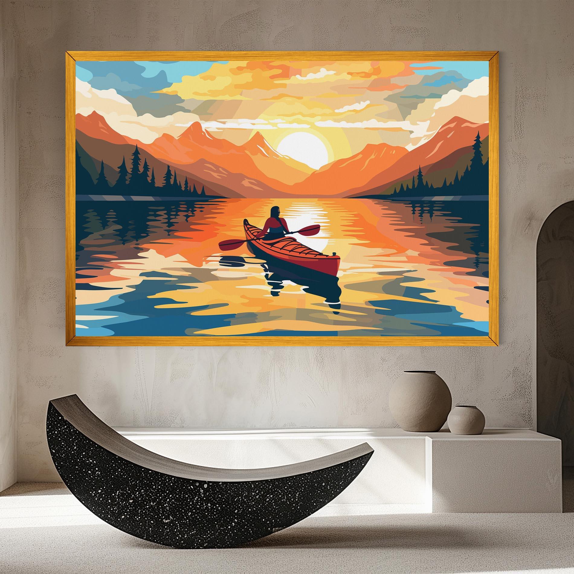 Tablou Canvas Boat Sunset Woman mockup 8