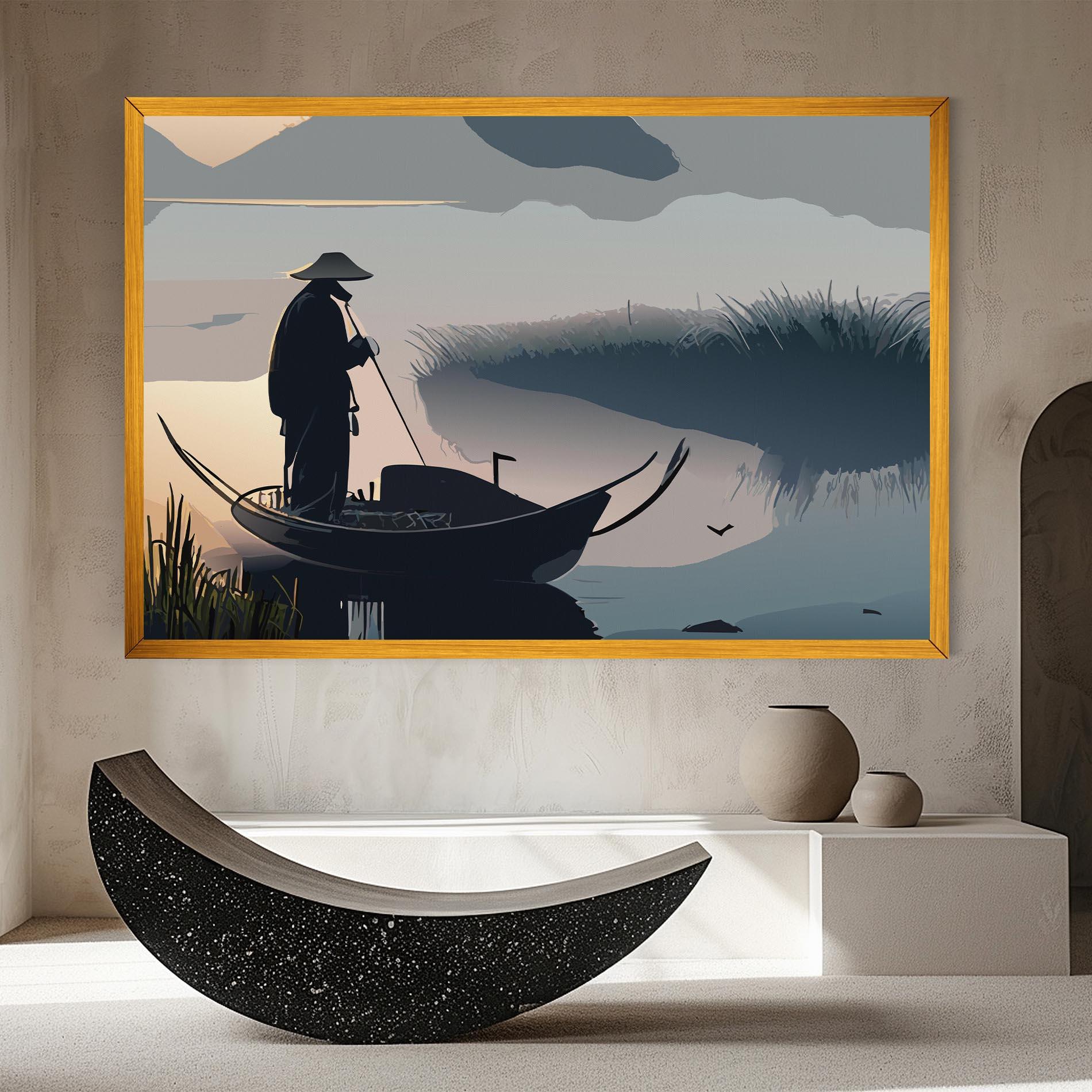 Tablou Canvas Japan Lake Man mockup 8