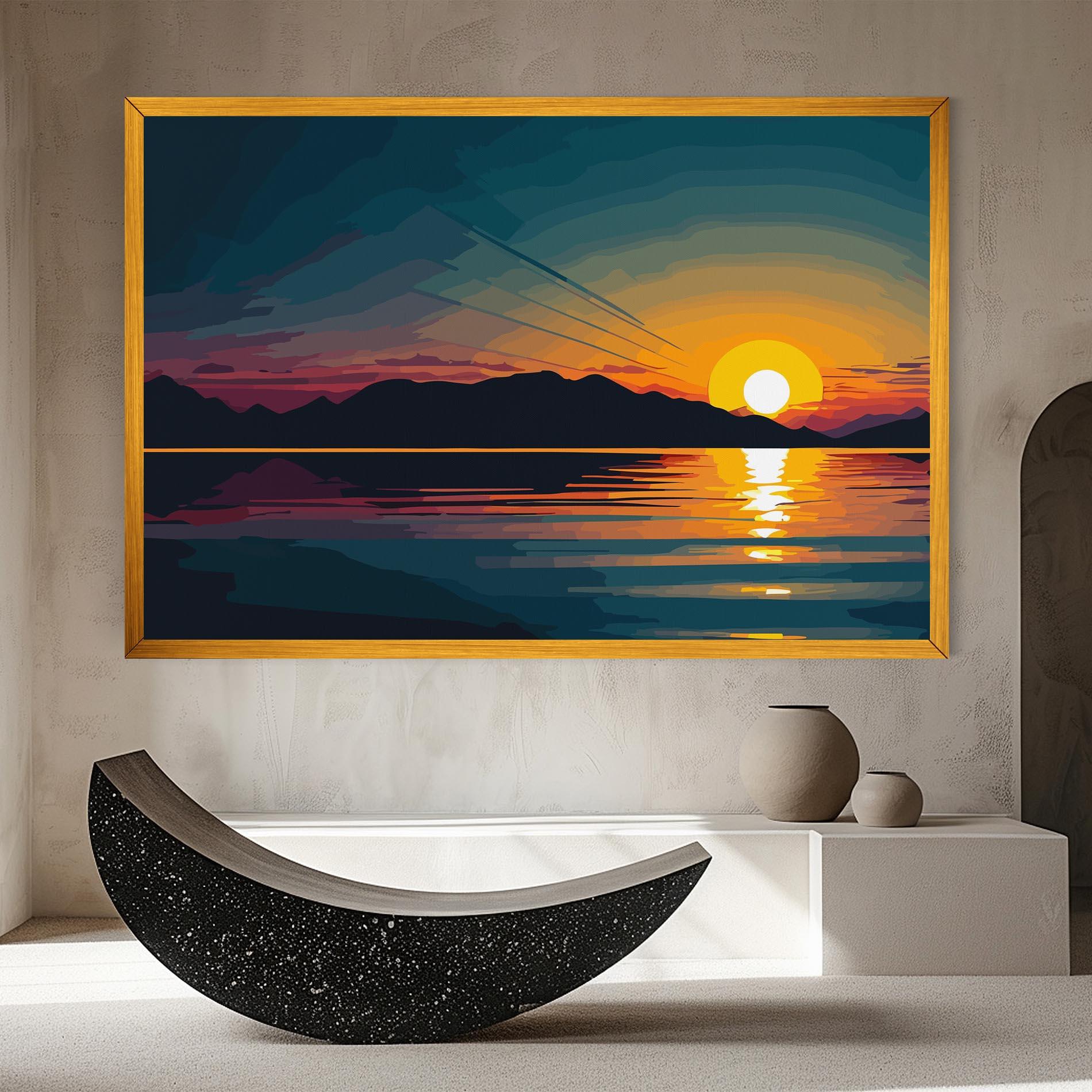 Tablou Canvas Sunset Art Lake mockup 8