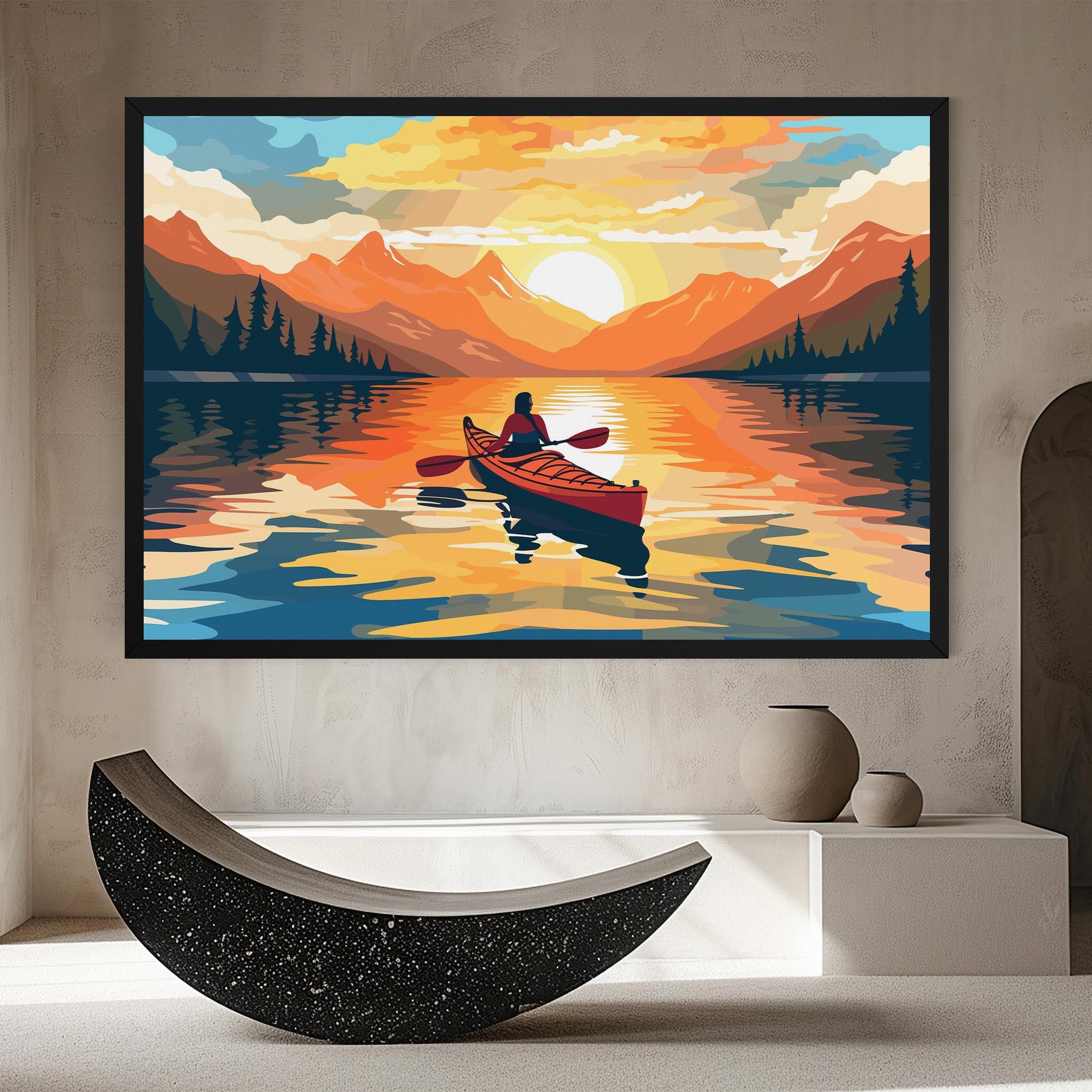Tablou Canvas Boat Sunset Woman mockup 8