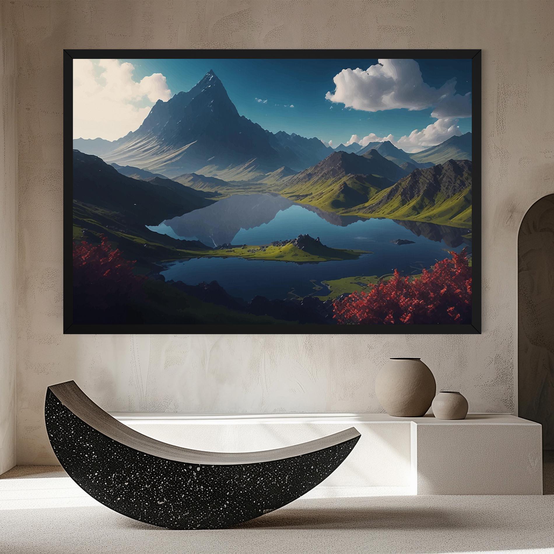 Tablou Canvas Red Flower Lake mockup 8