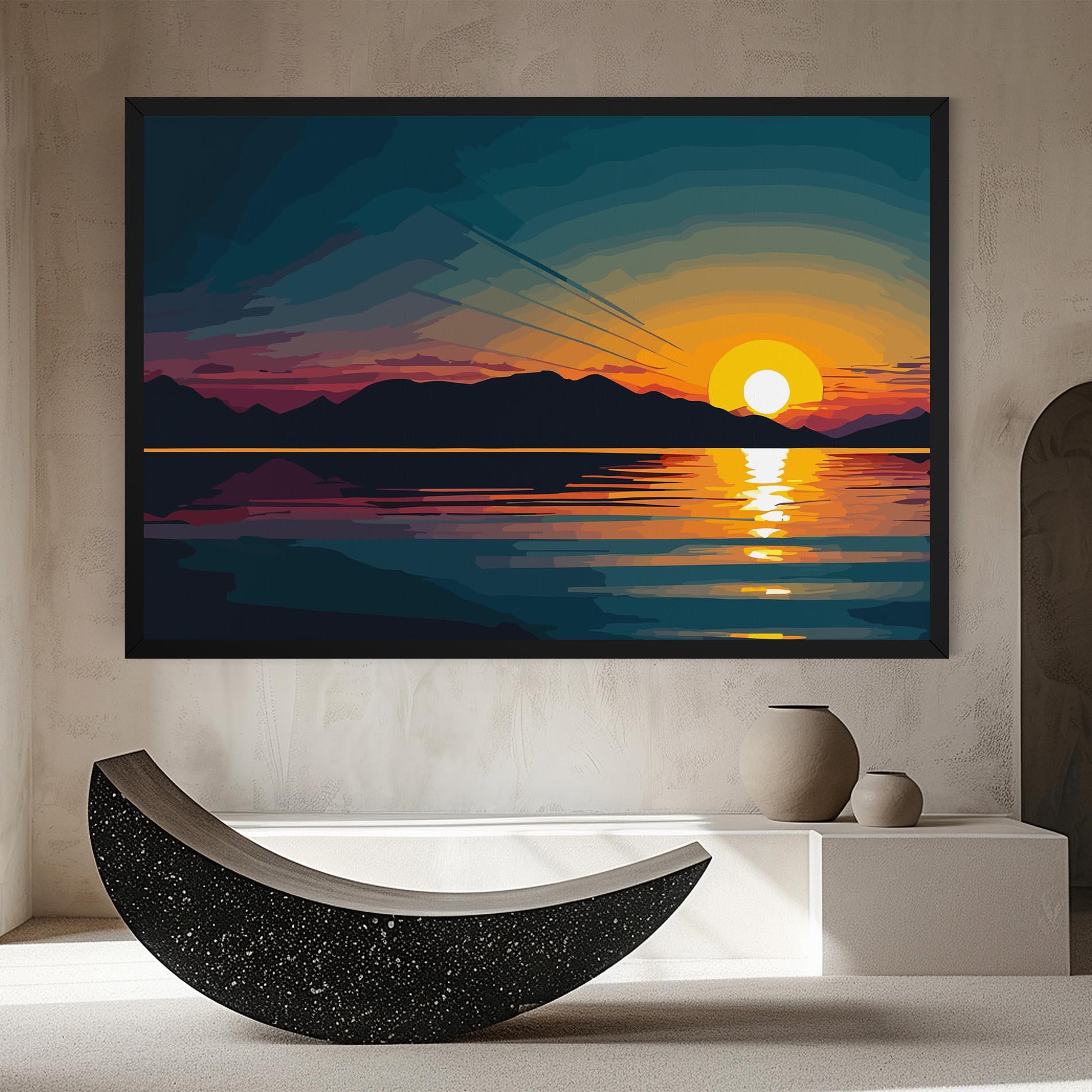 Tablou Canvas Sunset Art Lake mockup 8