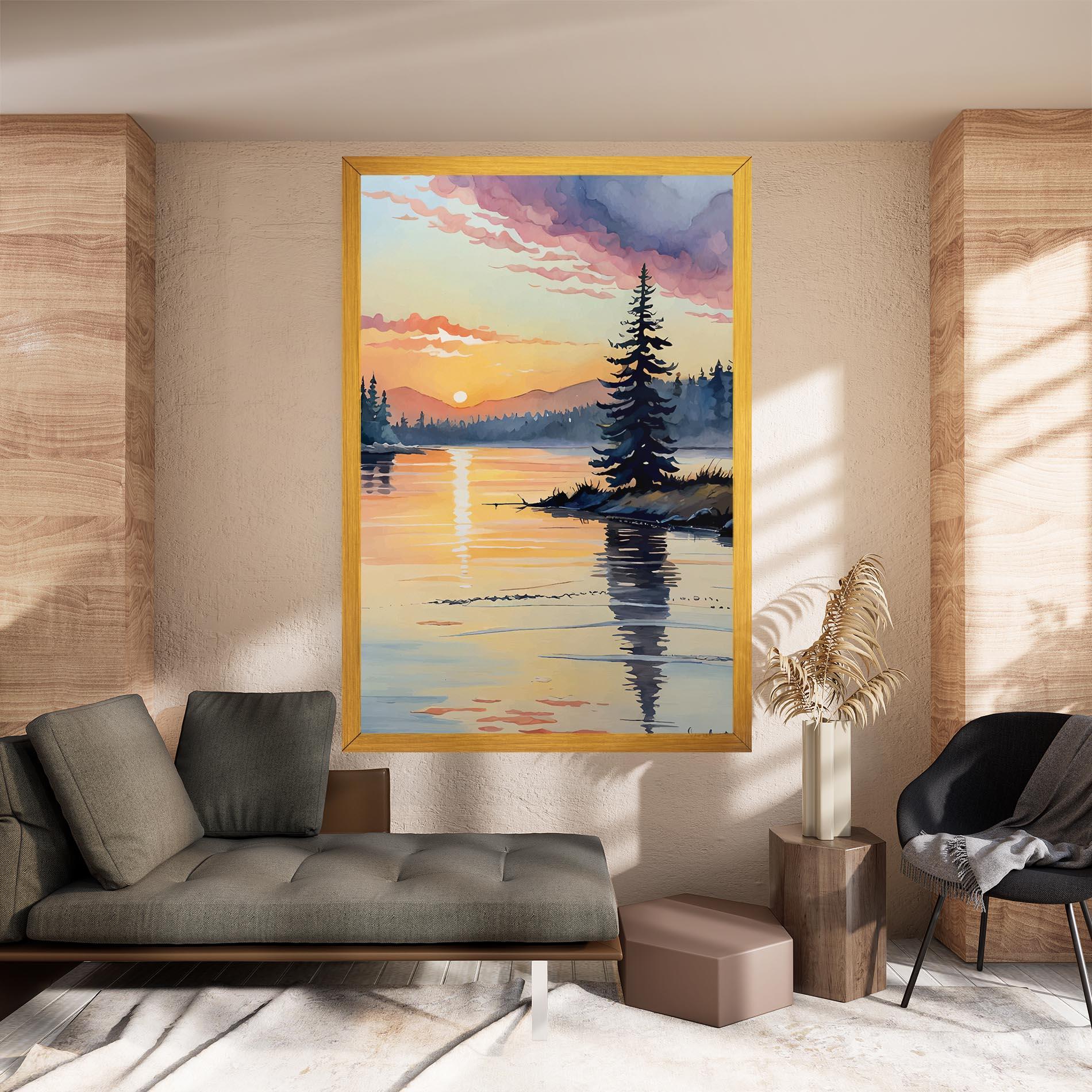 Tablou Canvas Tree Shadow Lake mockup 8