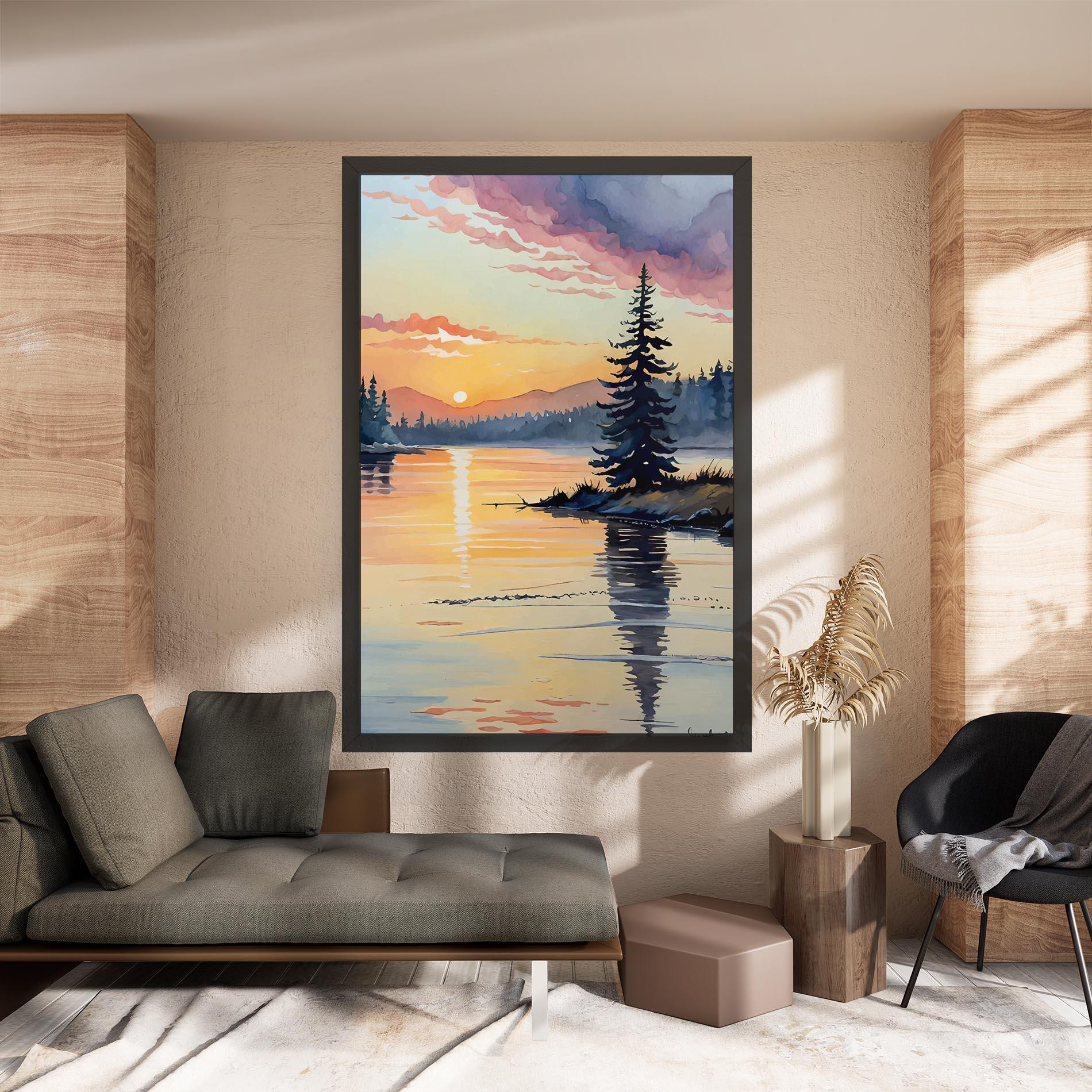 Tablou Canvas Tree Shadow Lake mockup 8