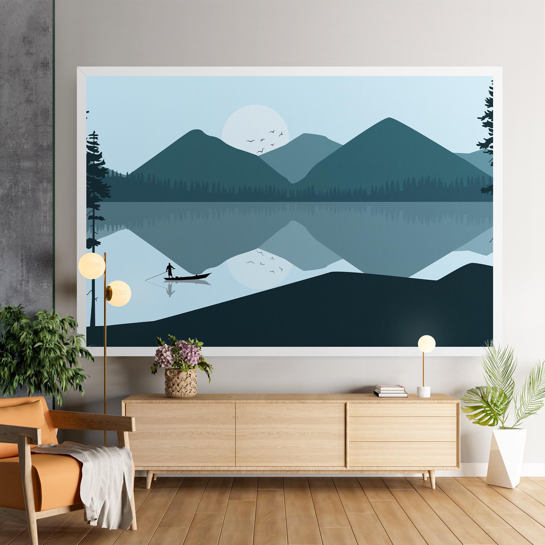 Tablou Canvas Blue Light Lake mockup 9
