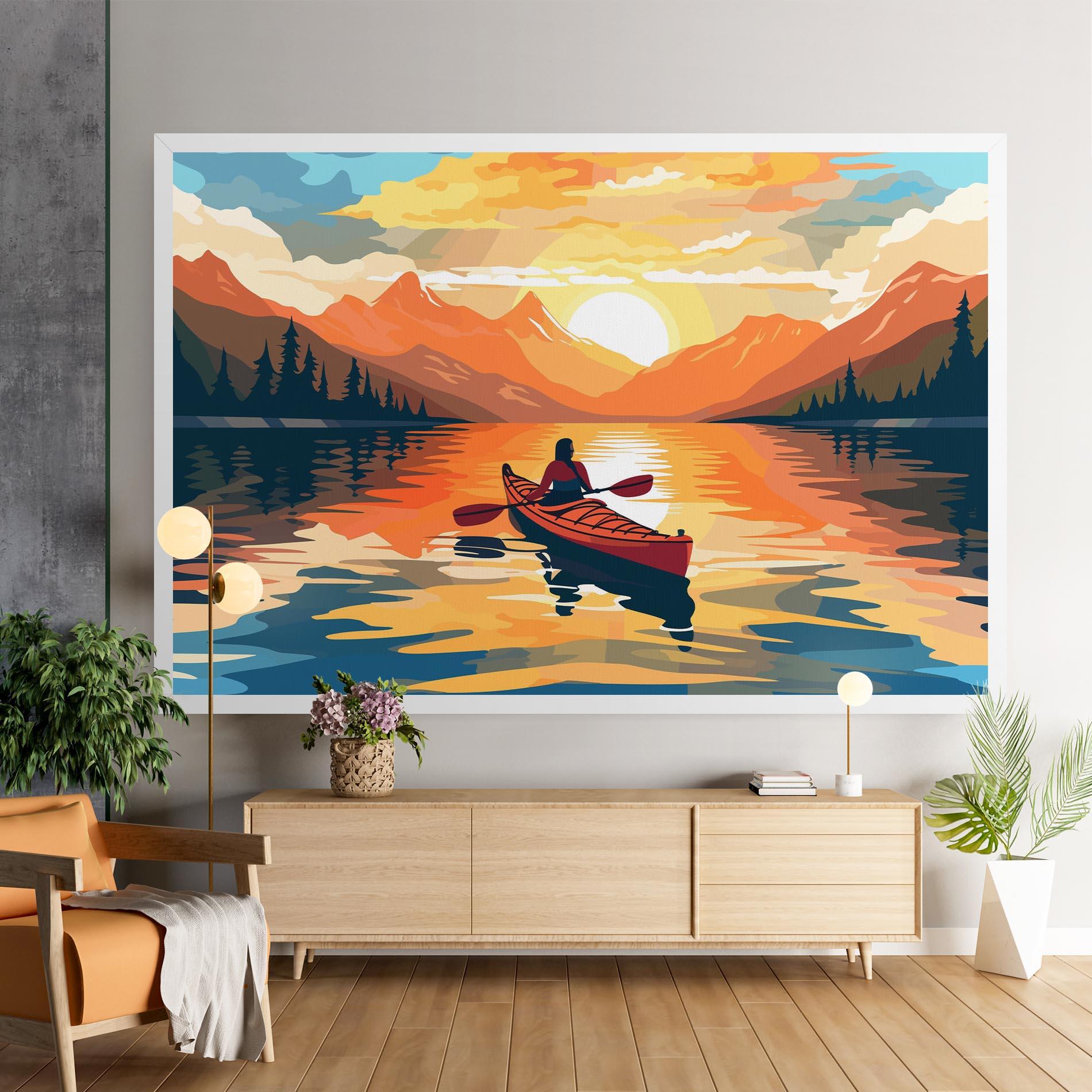 Tablou Canvas Boat Sunset Woman mockup 9