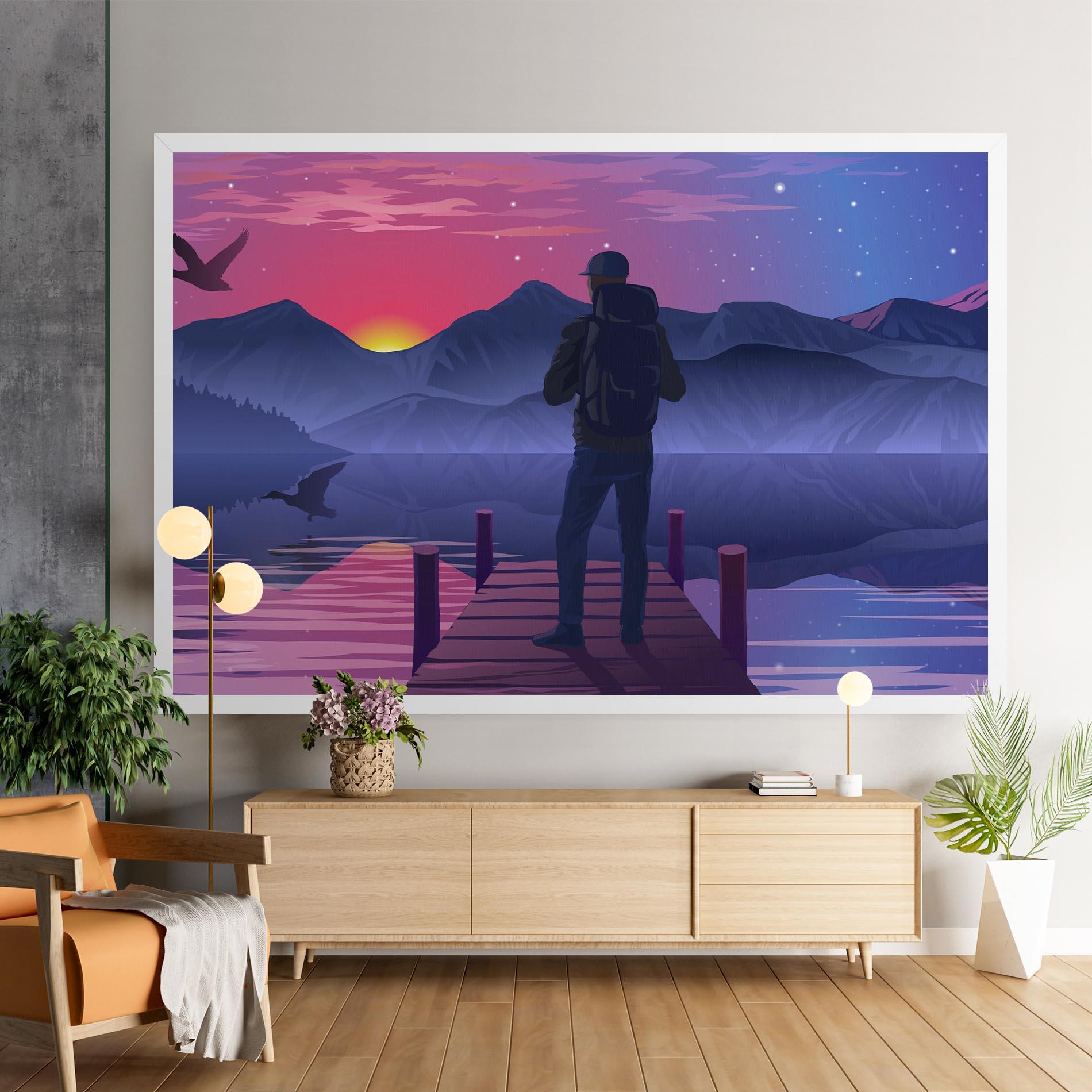 Tablou Canvas Lake Pink Night mockup 9
