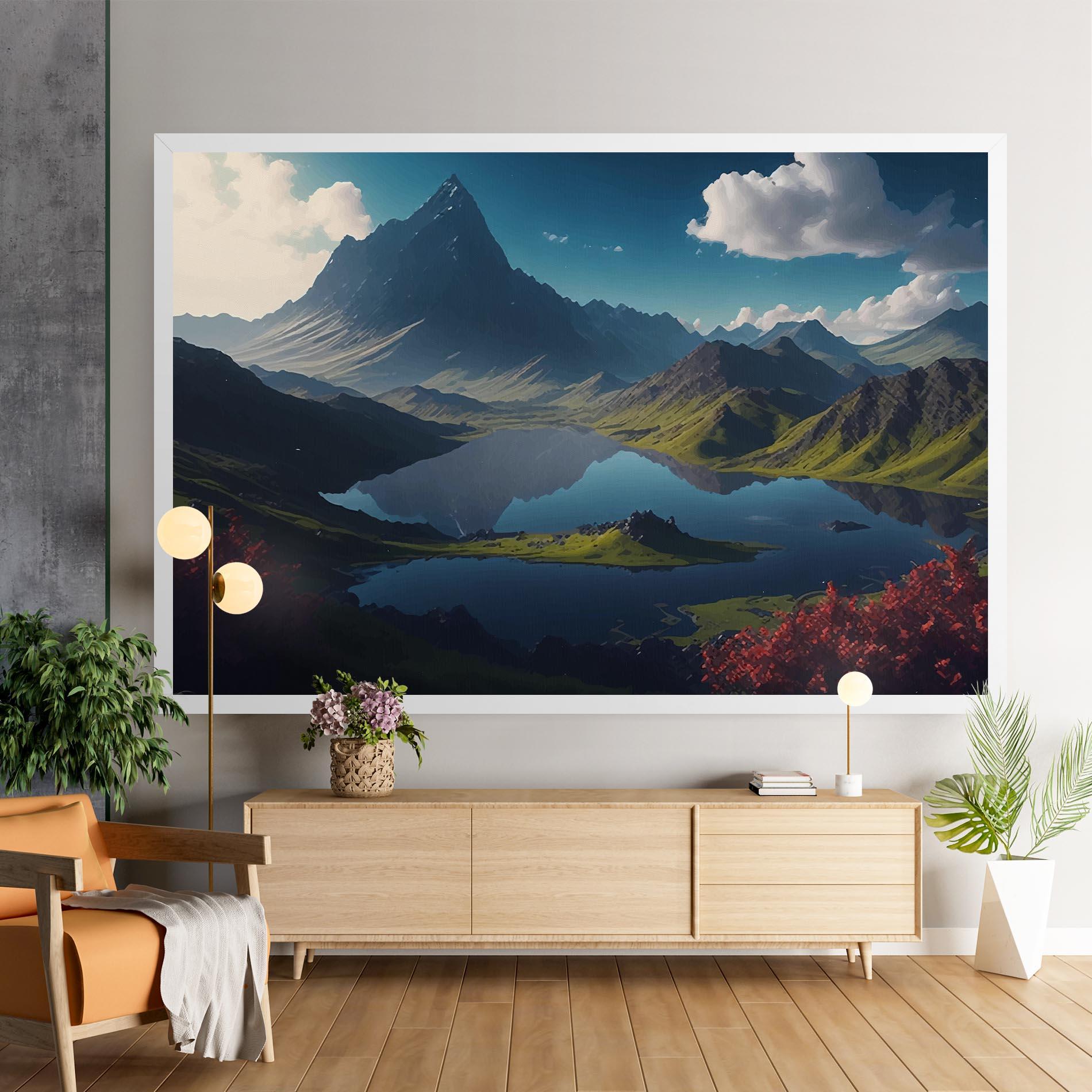 Tablou Canvas Red Flower Lake mockup 9