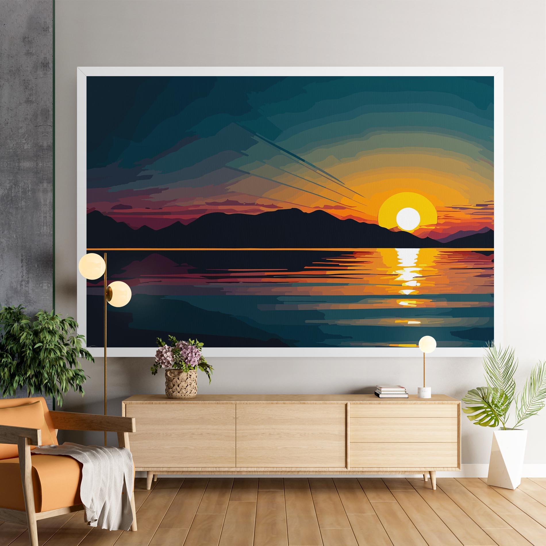 Tablou Canvas Sunset Art Lake mockup 9