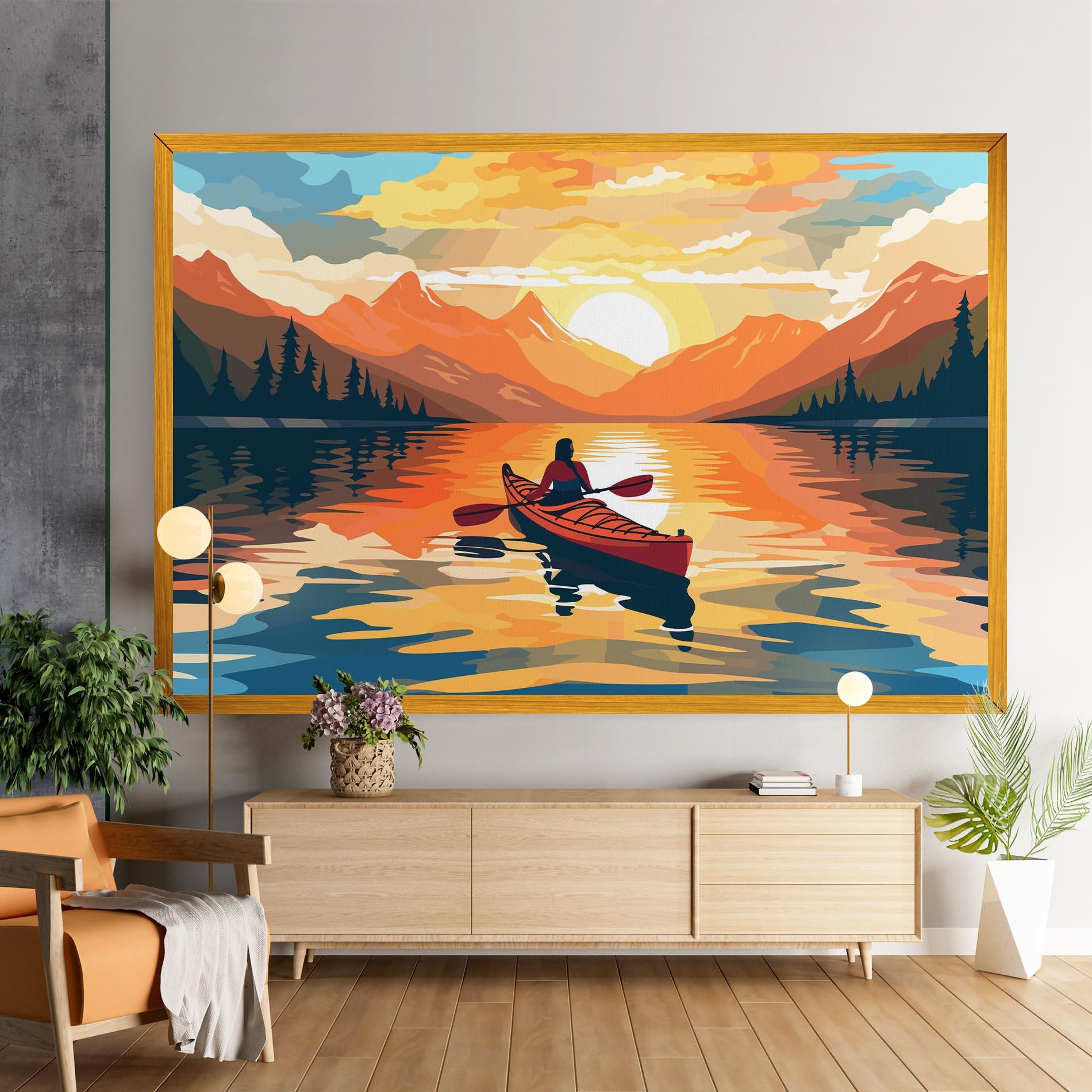 Tablou Canvas Boat Sunset Woman mockup 9