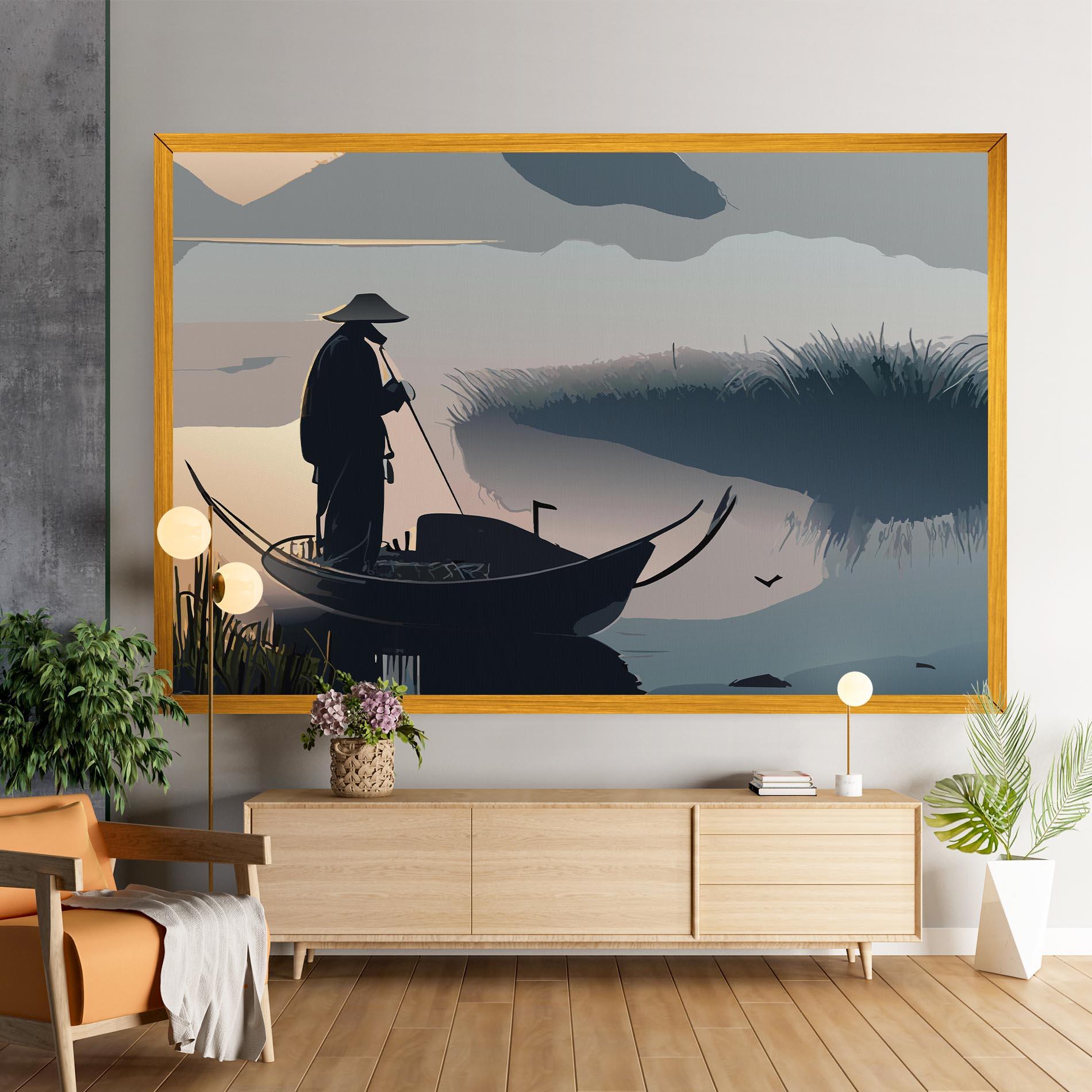 Tablou Canvas Japan Lake Man mockup 9