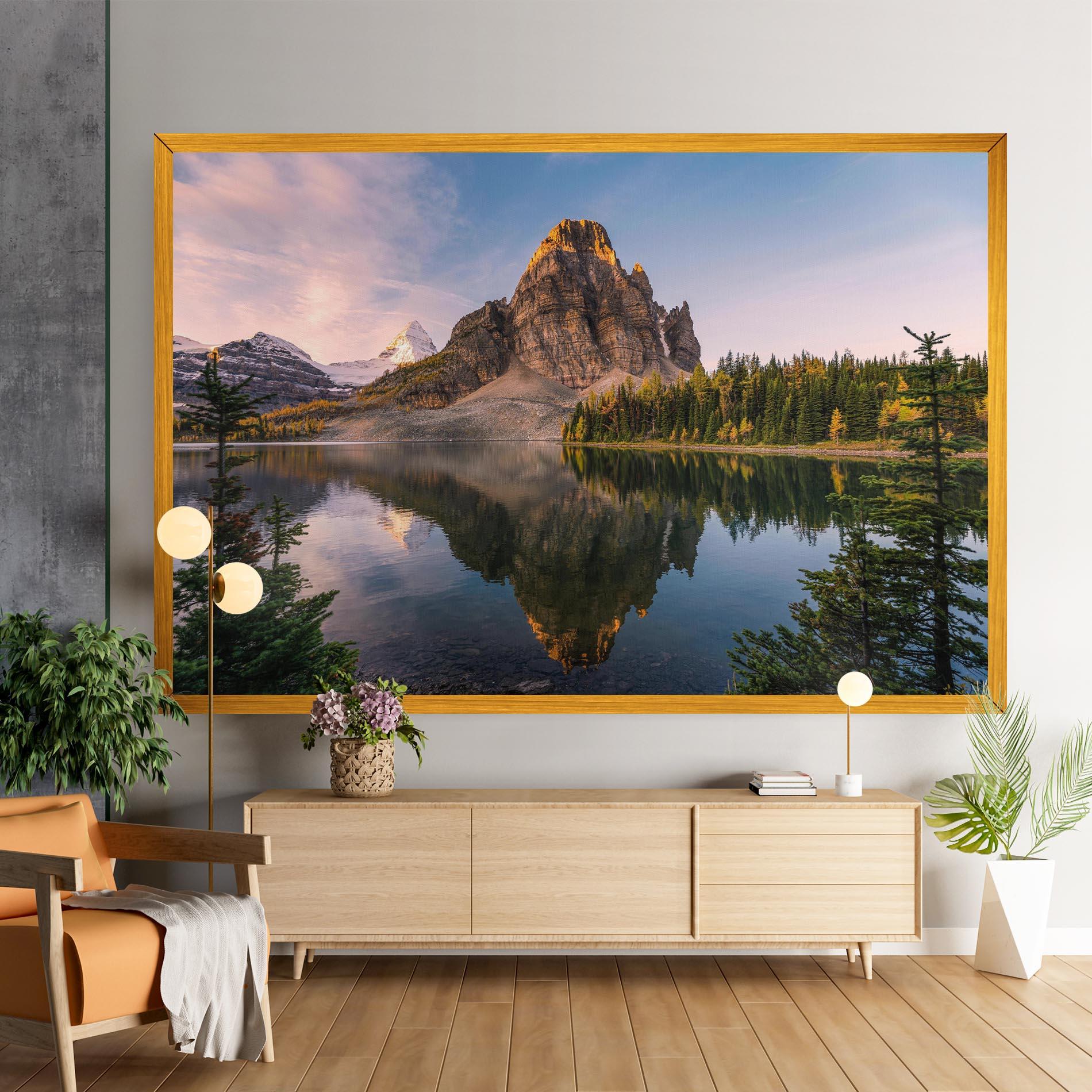 Tablou Canvas Mountain Sunrise Lake mockup 9