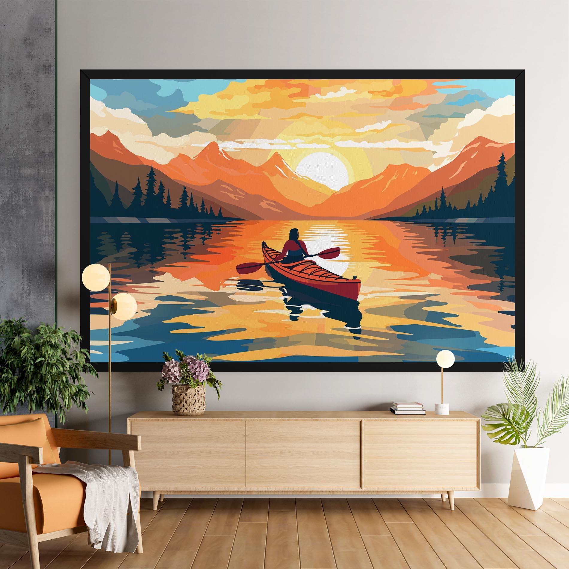 Tablou Canvas Boat Sunset Woman mockup 9