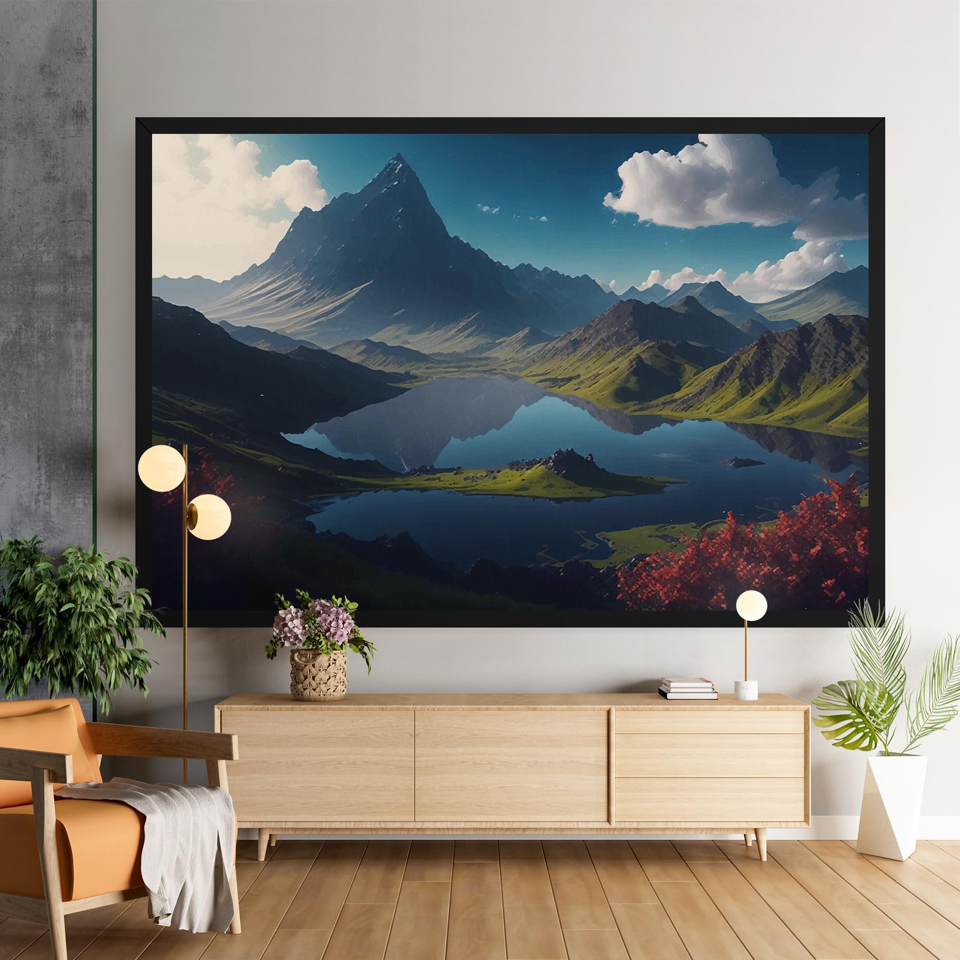 Tablou Canvas Red Flower Lake mockup 9