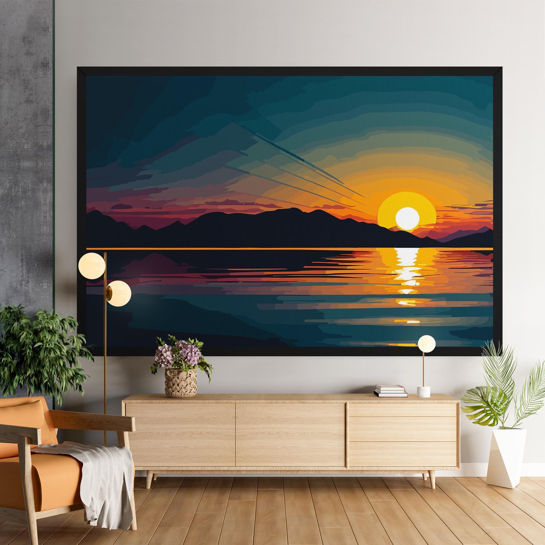 Tablou Canvas Sunset Art Lake mockup 9