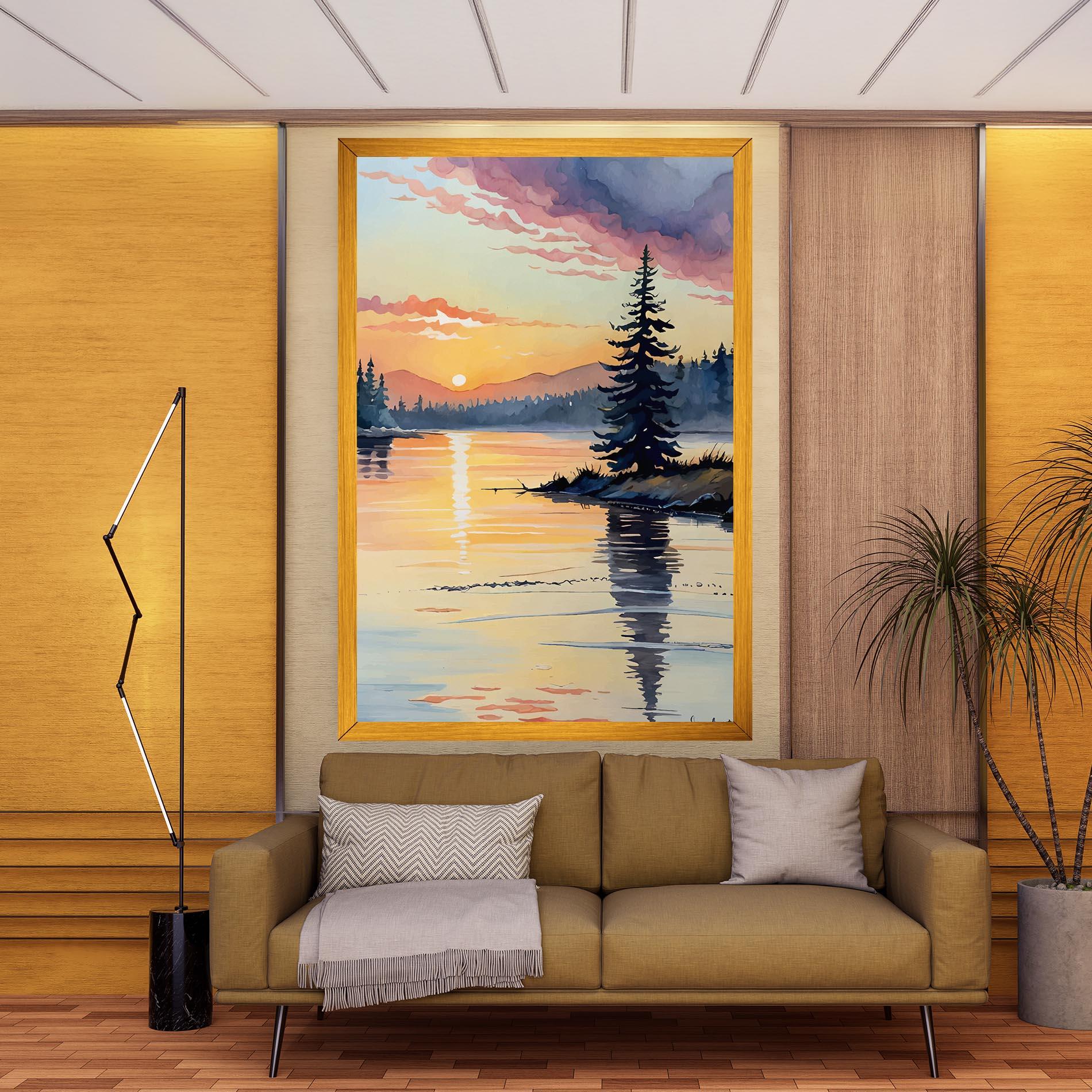 Tablou Canvas Tree Shadow Lake mockup 9