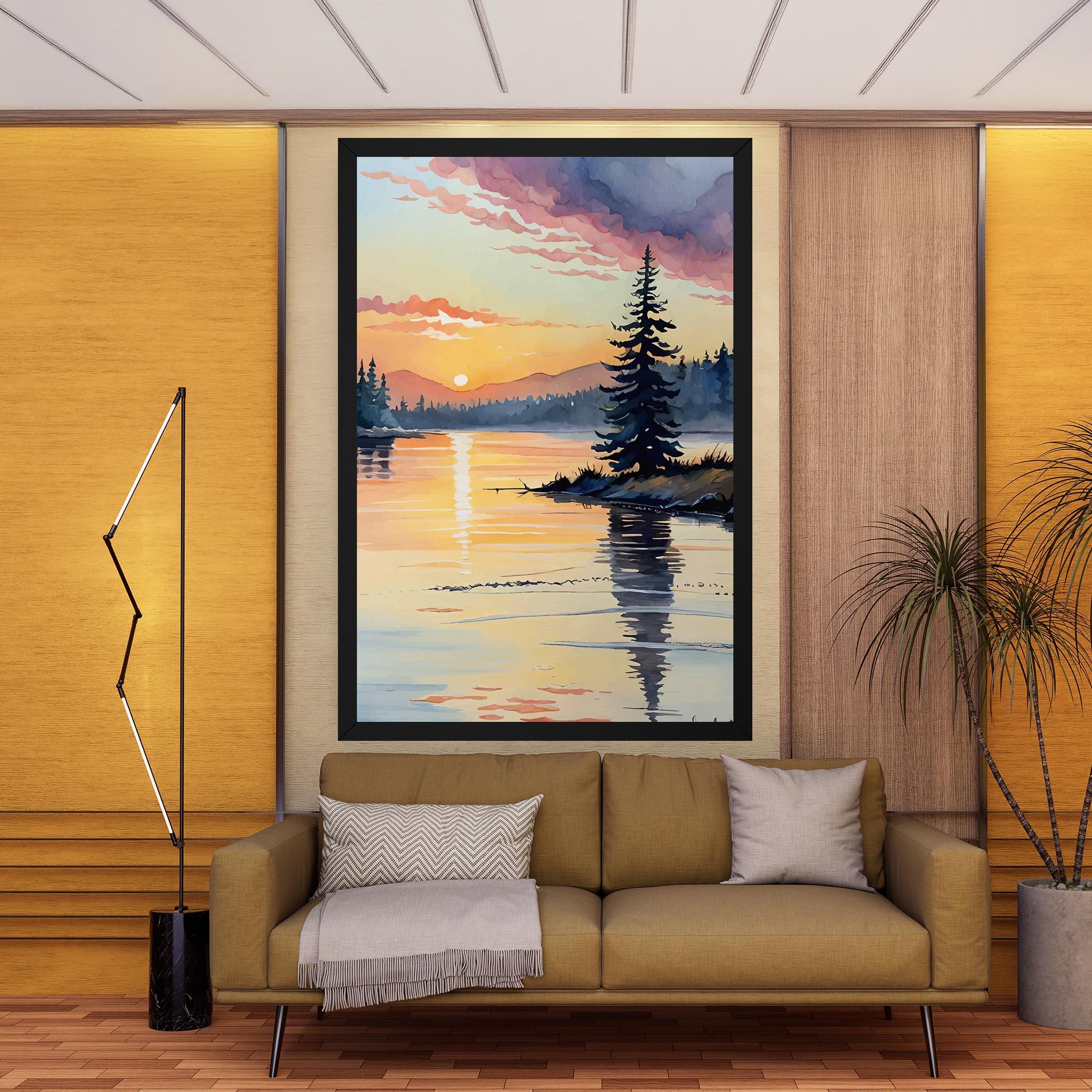 Tablou Canvas Tree Shadow Lake mockup 9