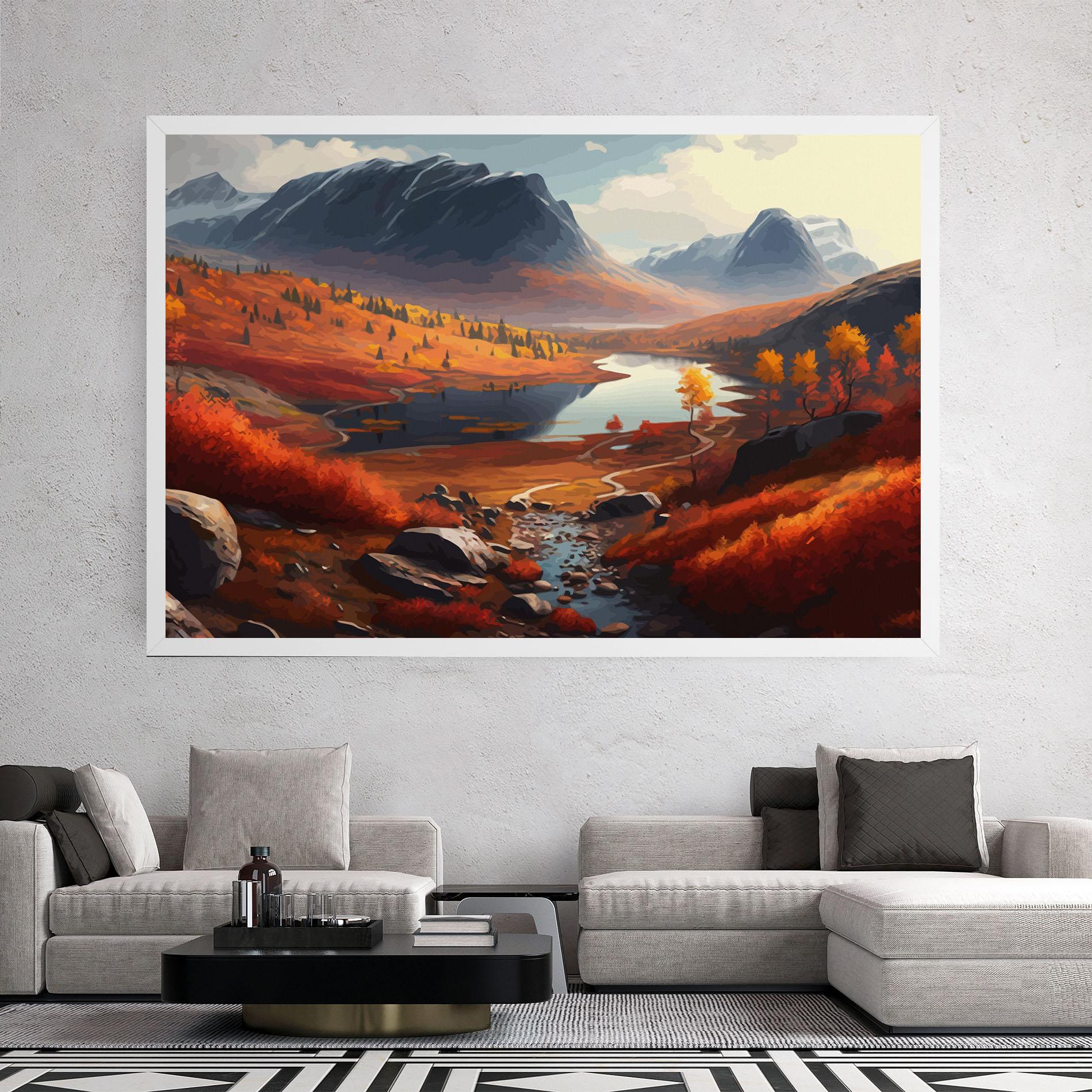 Tablou Canvas Autumn Field Lake mockup 2