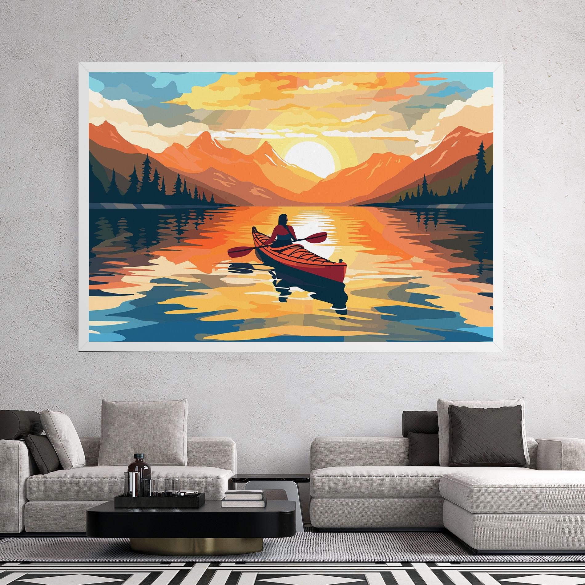 Tablou Canvas Boat Sunset Woman mockup 2