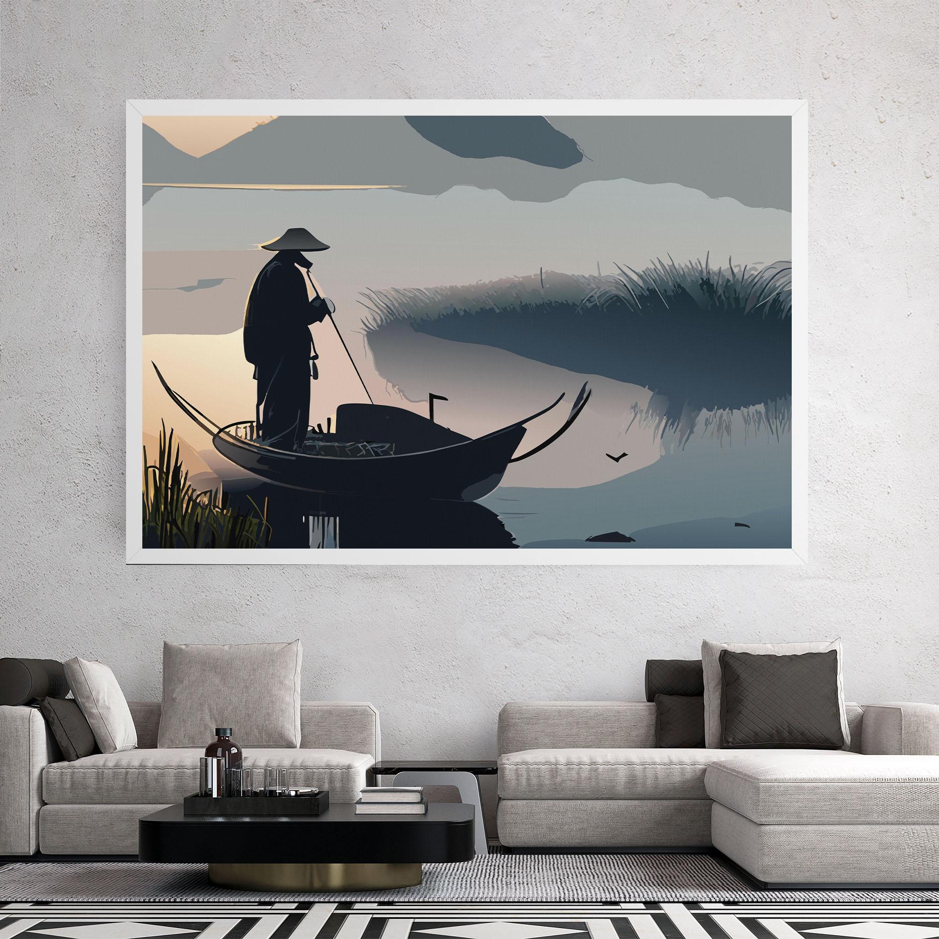 Tablou Canvas Japan Lake Man mockup 2