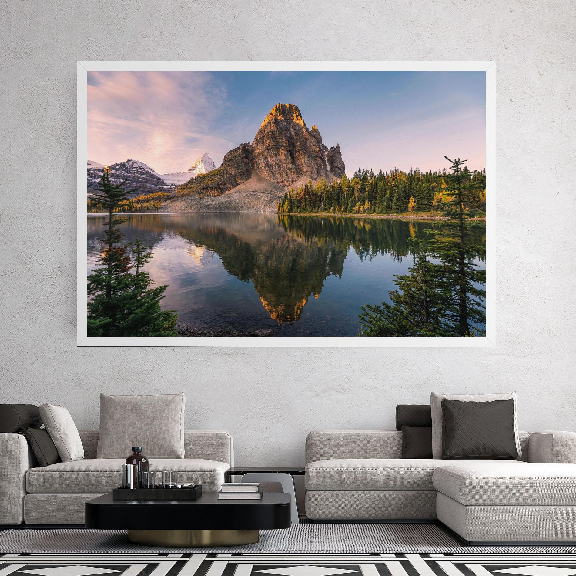 Tablou Canvas Mountain Sunrise Lake mockup 2
