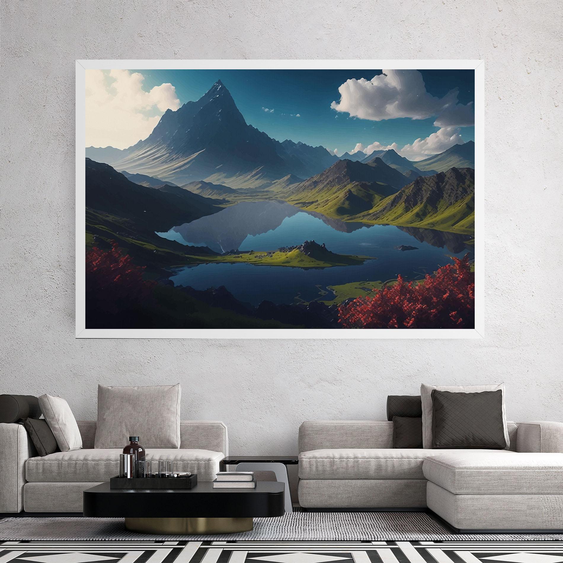 Tablou Canvas Red Flower Lake mockup 2