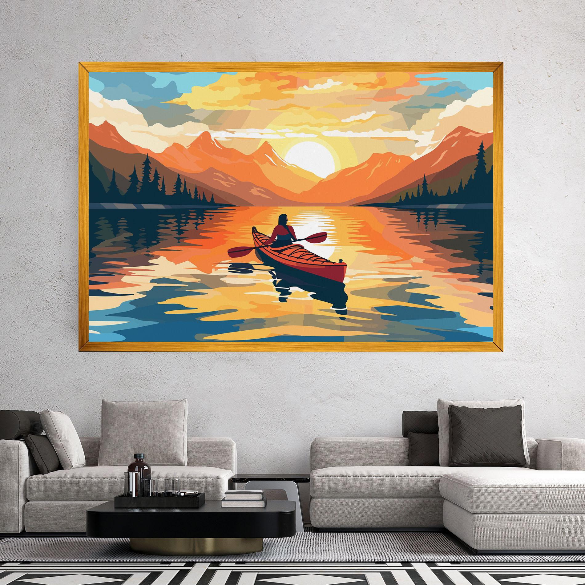 Tablou Canvas Boat Sunset Woman mockup 2