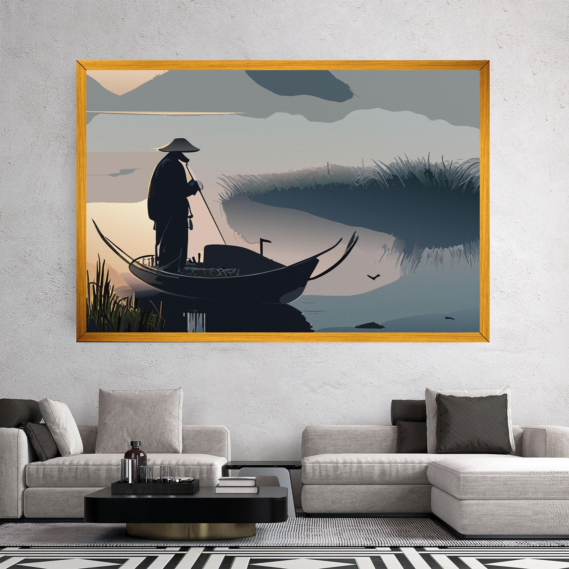 Tablou Canvas Japan Lake Man mockup 2