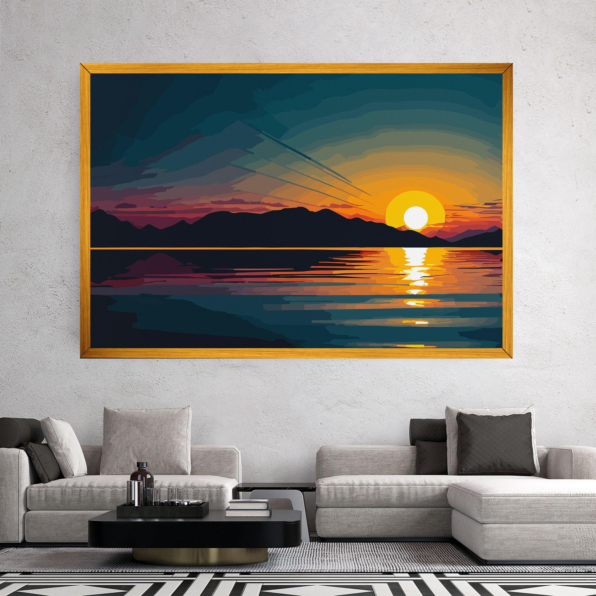 Tablou Canvas Sunset Art Lake mockup 2