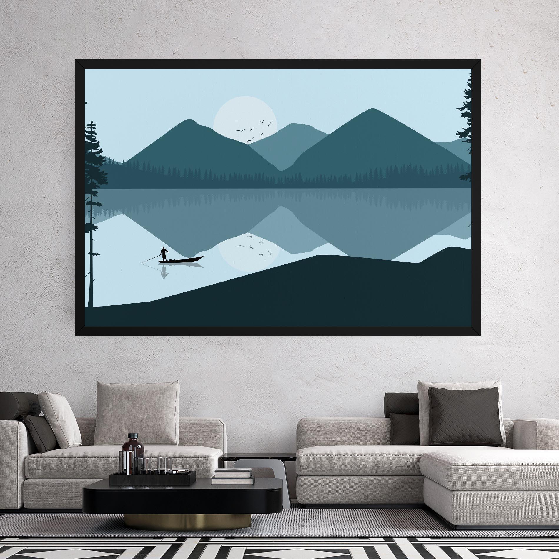 Tablou Canvas Blue Light Lake mockup 2